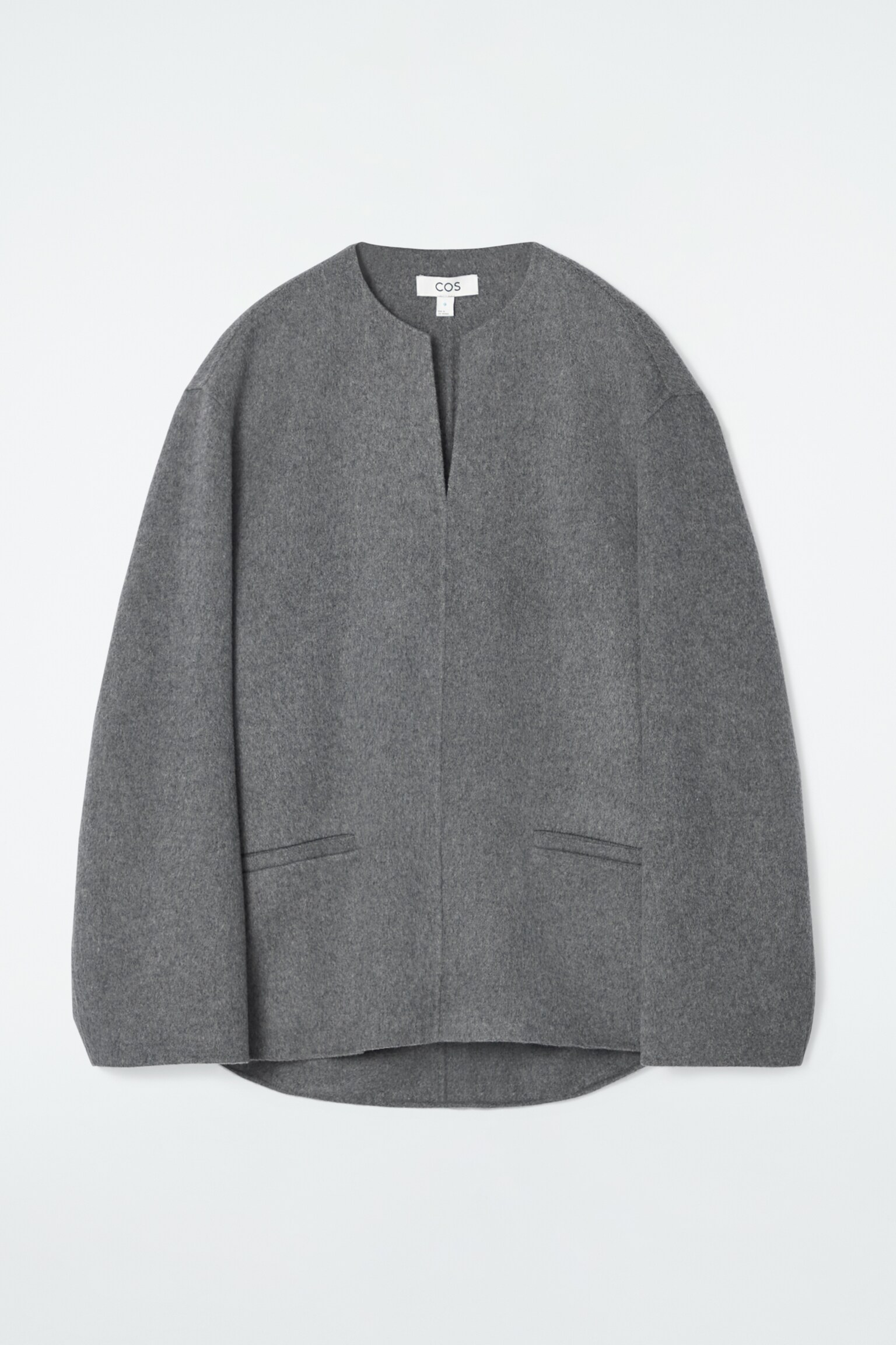 DOUBLE-FACED WOOL BLOUSE - GREY/BLACK