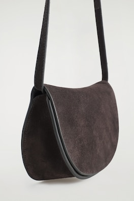 CURVED CROSSBODY BAG - SUEDE — DARK BROWN 2