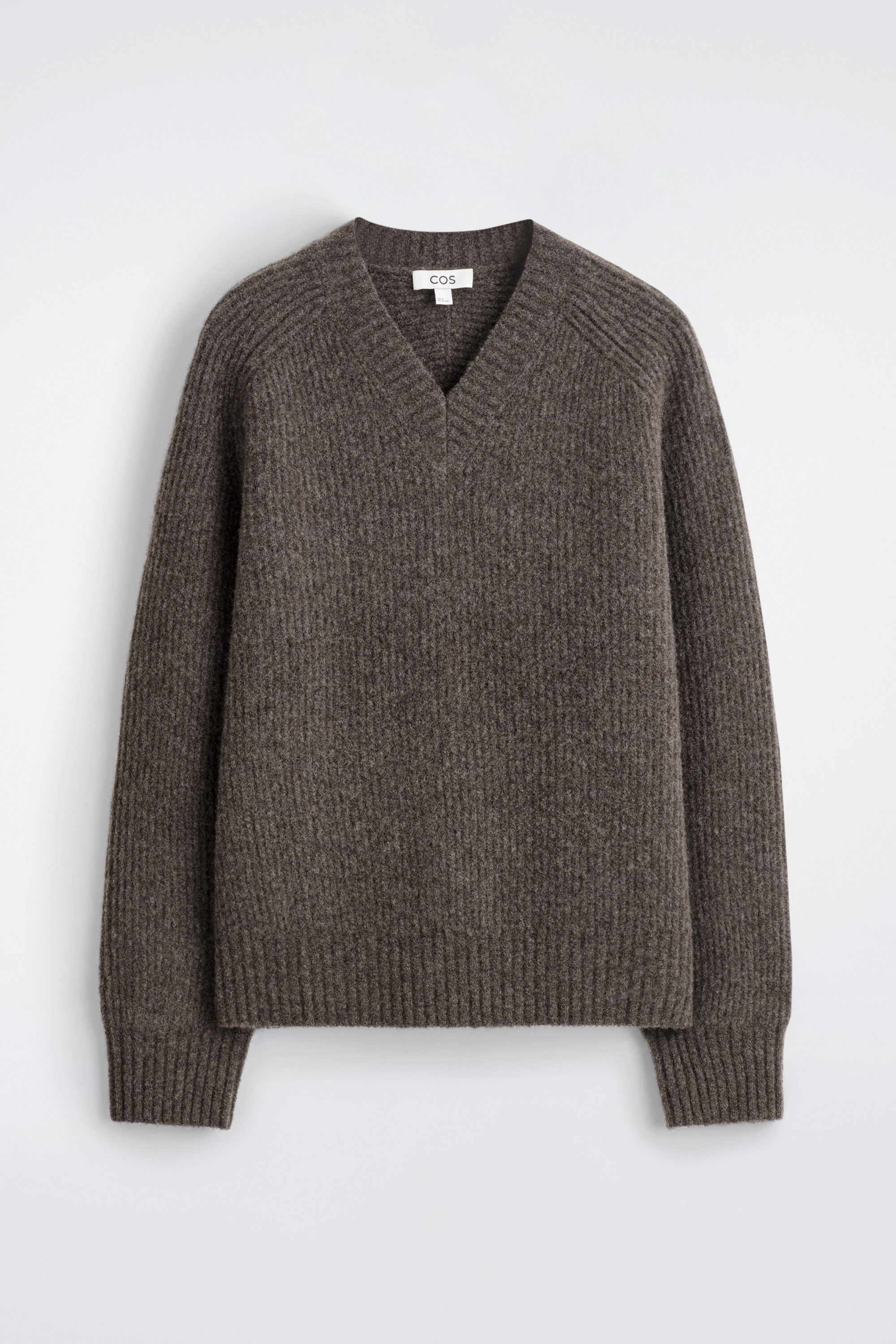 OVERSIZED WOOL-YAK V-NECK SWEATER - BROWN MÉLANGE | COS US