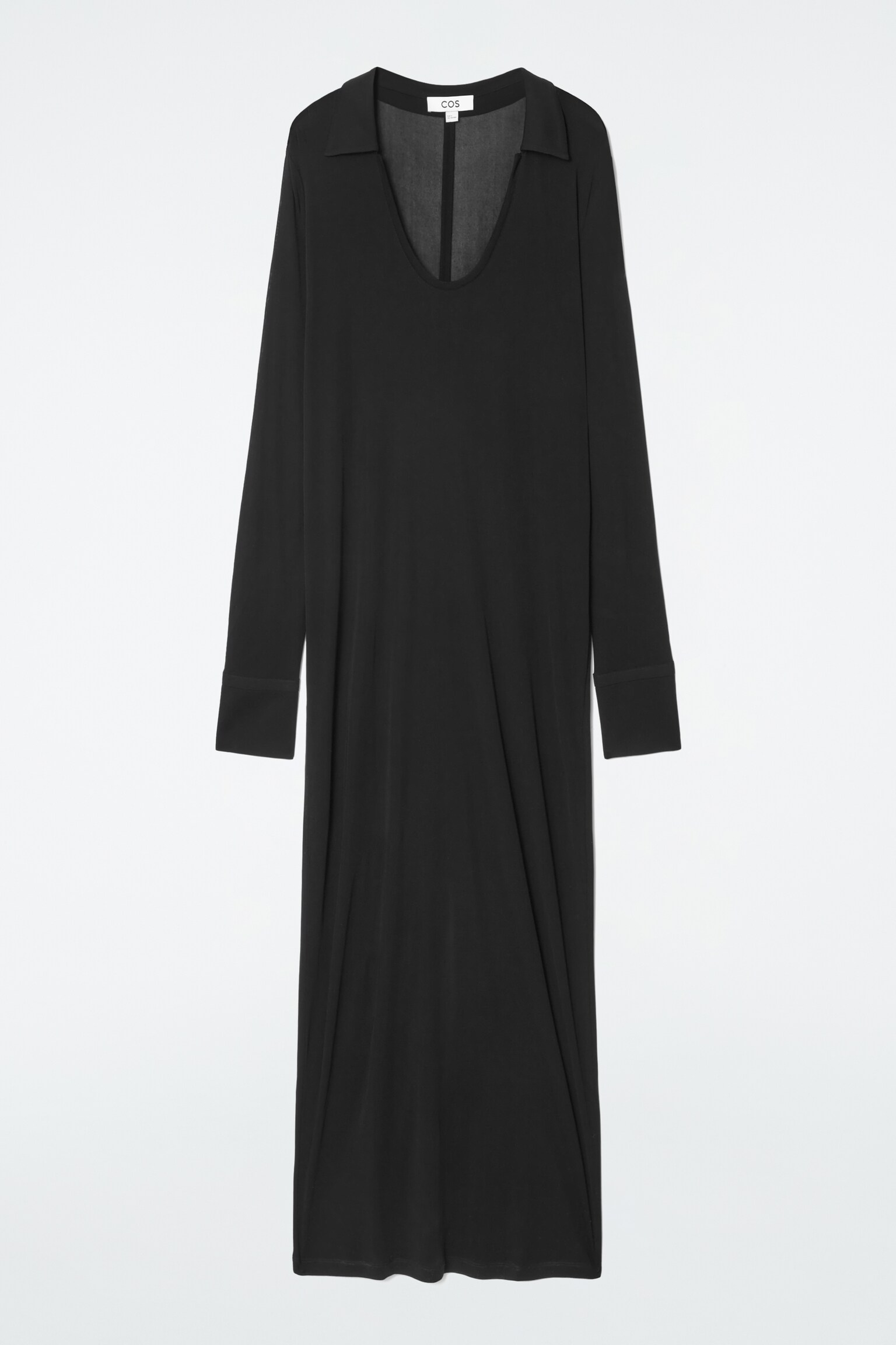 SCOOP-NECK POLO MAXI DRESS - BLACK