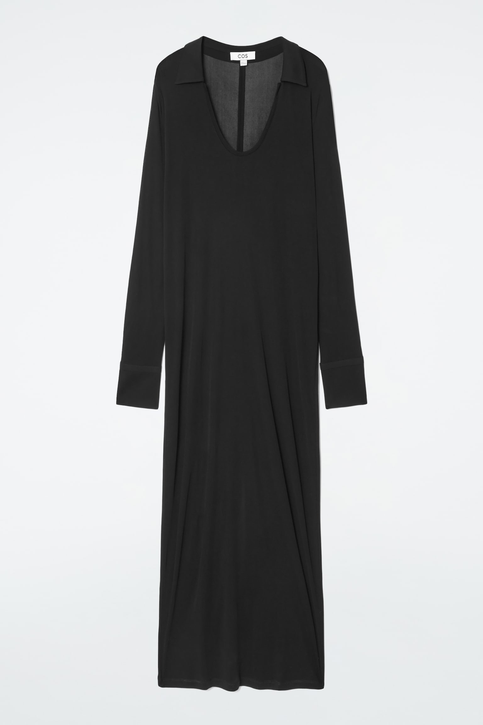 SCOOP-NECK POLO MAXI DRESS - BLACK