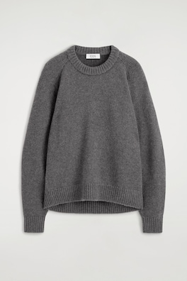 ROUNDED PURE CASHMERE CREW-NECK SWEATER — GRAY MÉLANGE 8