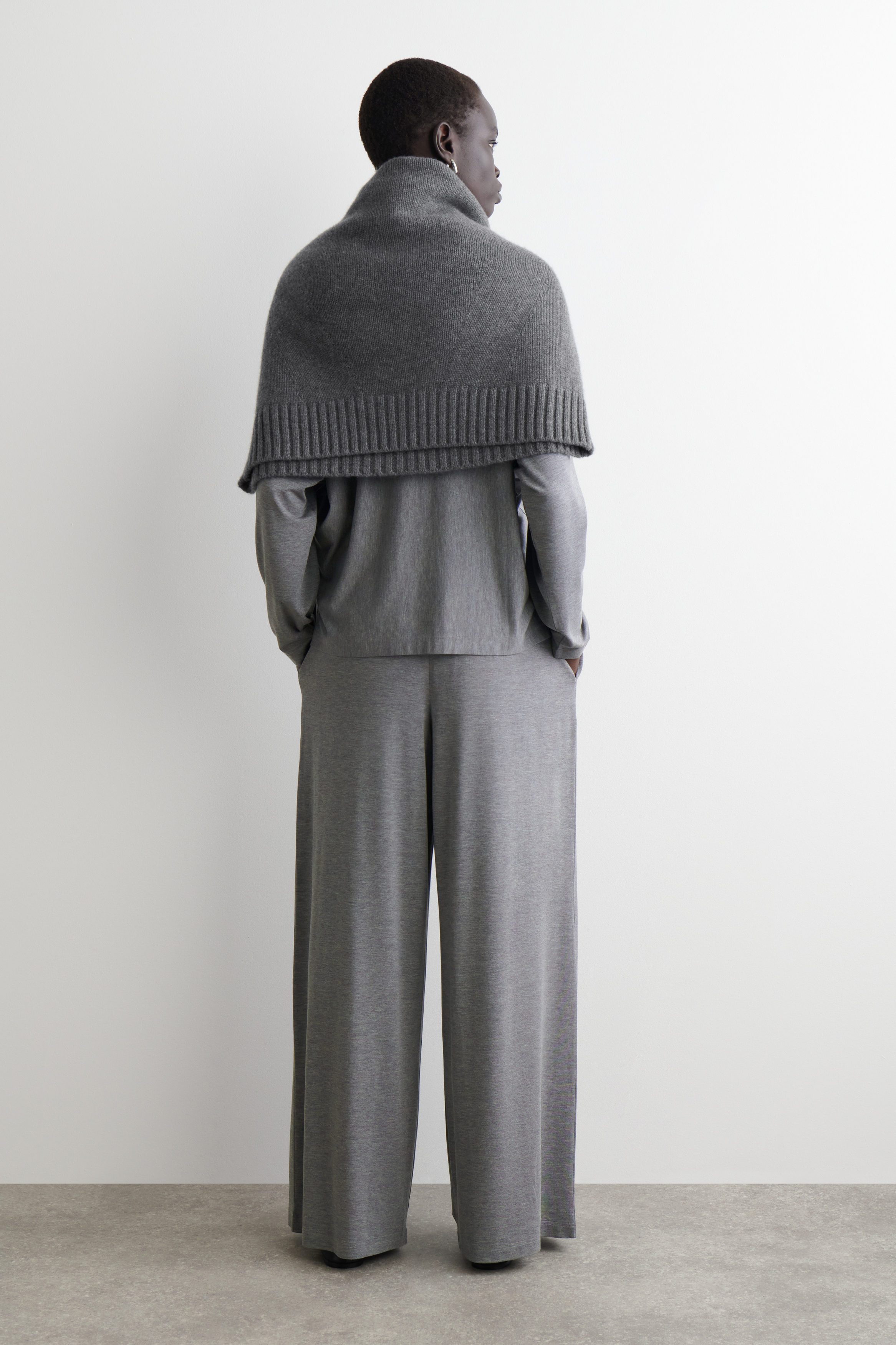 FLUID JERSEY WIDE-LEG TROUSERS - GREY | COS