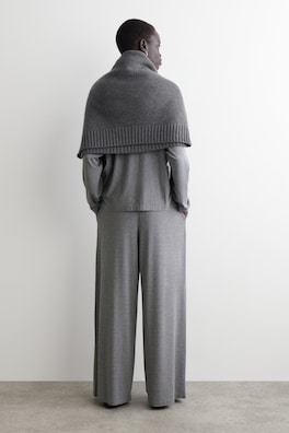 FLUID JERSEY WIDE-LEG TROUSERS — GREY 3
