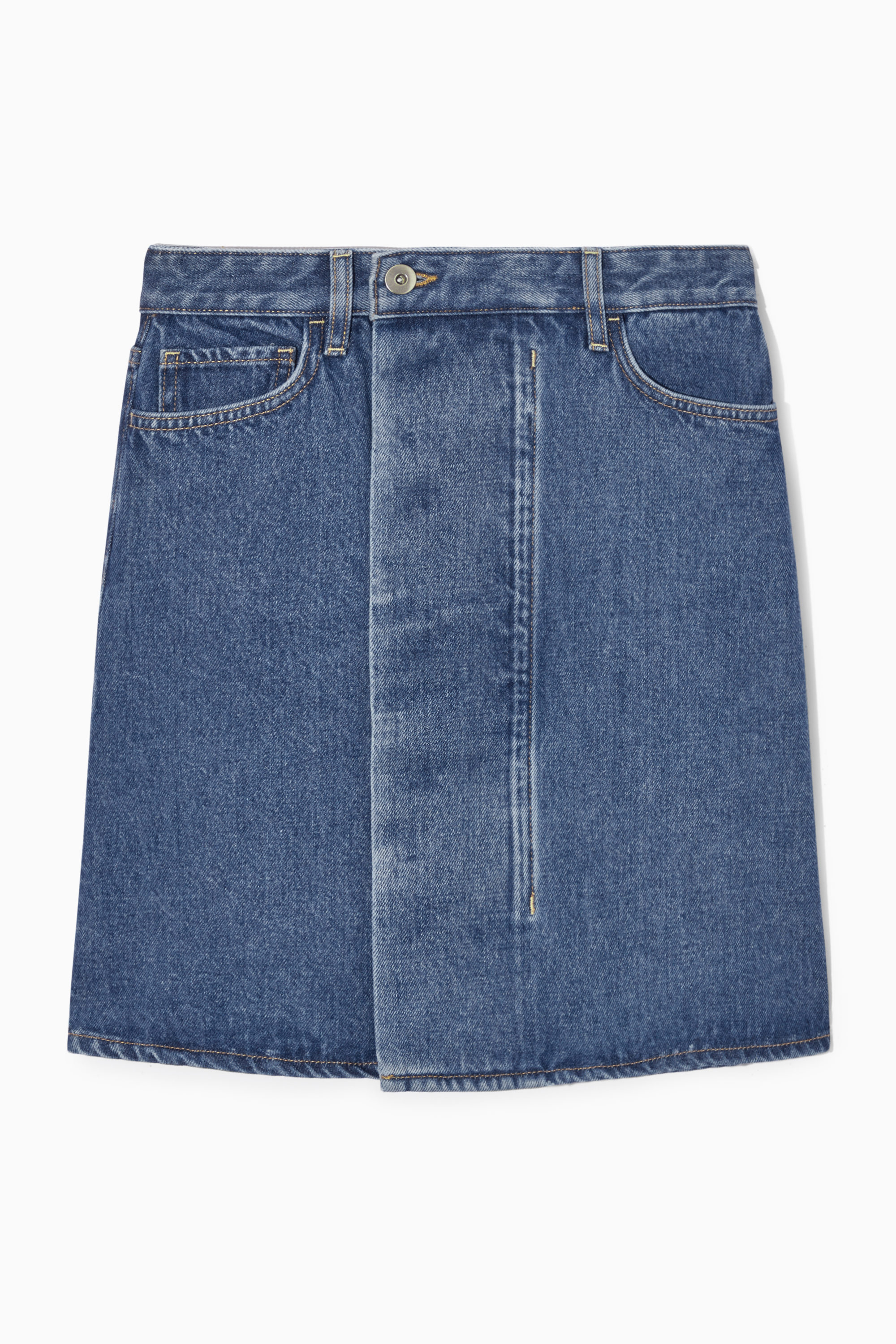 スカート MONOHA : 25SS / Blue denim wrap skirt (blue) Denim Wrap Skirt - Dark Wash | Shine Boutique Newburyport