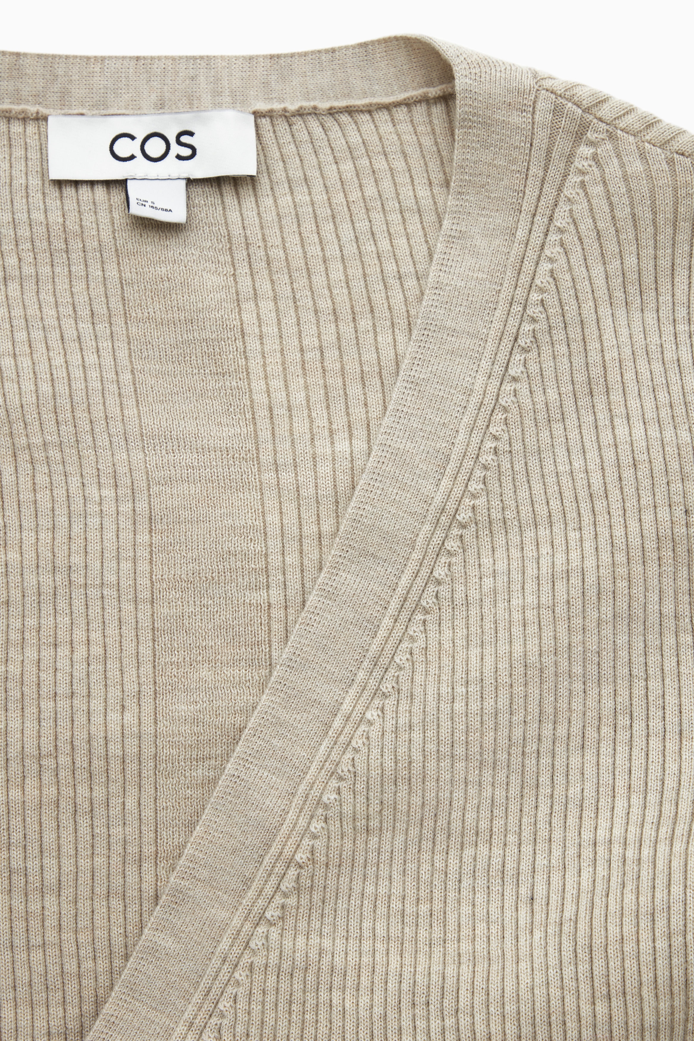 RIBBED WOOL WRAP TOP - LIGHT BEIGE | COS