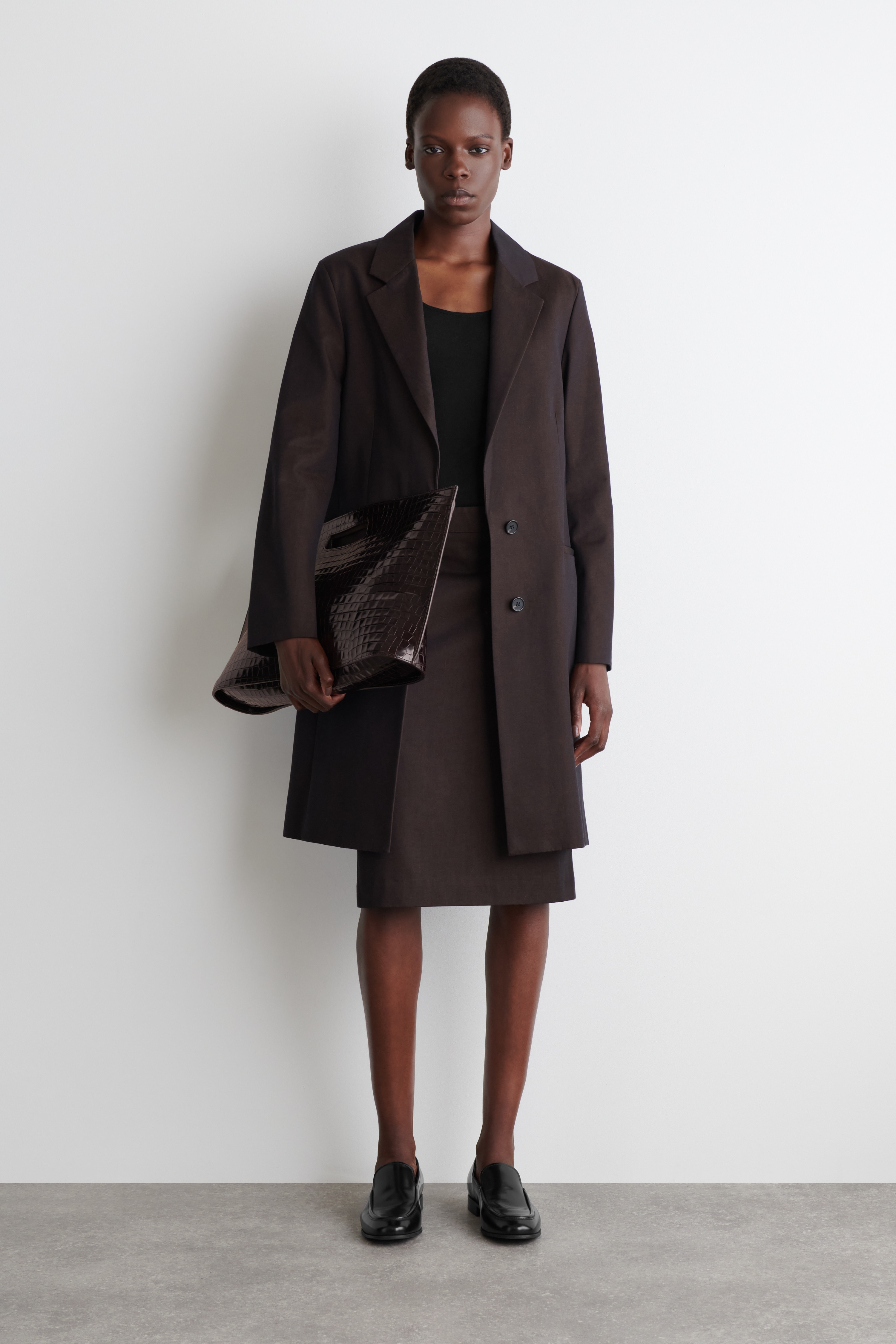 Leštěné kožené mokasíny - ČERNÁ