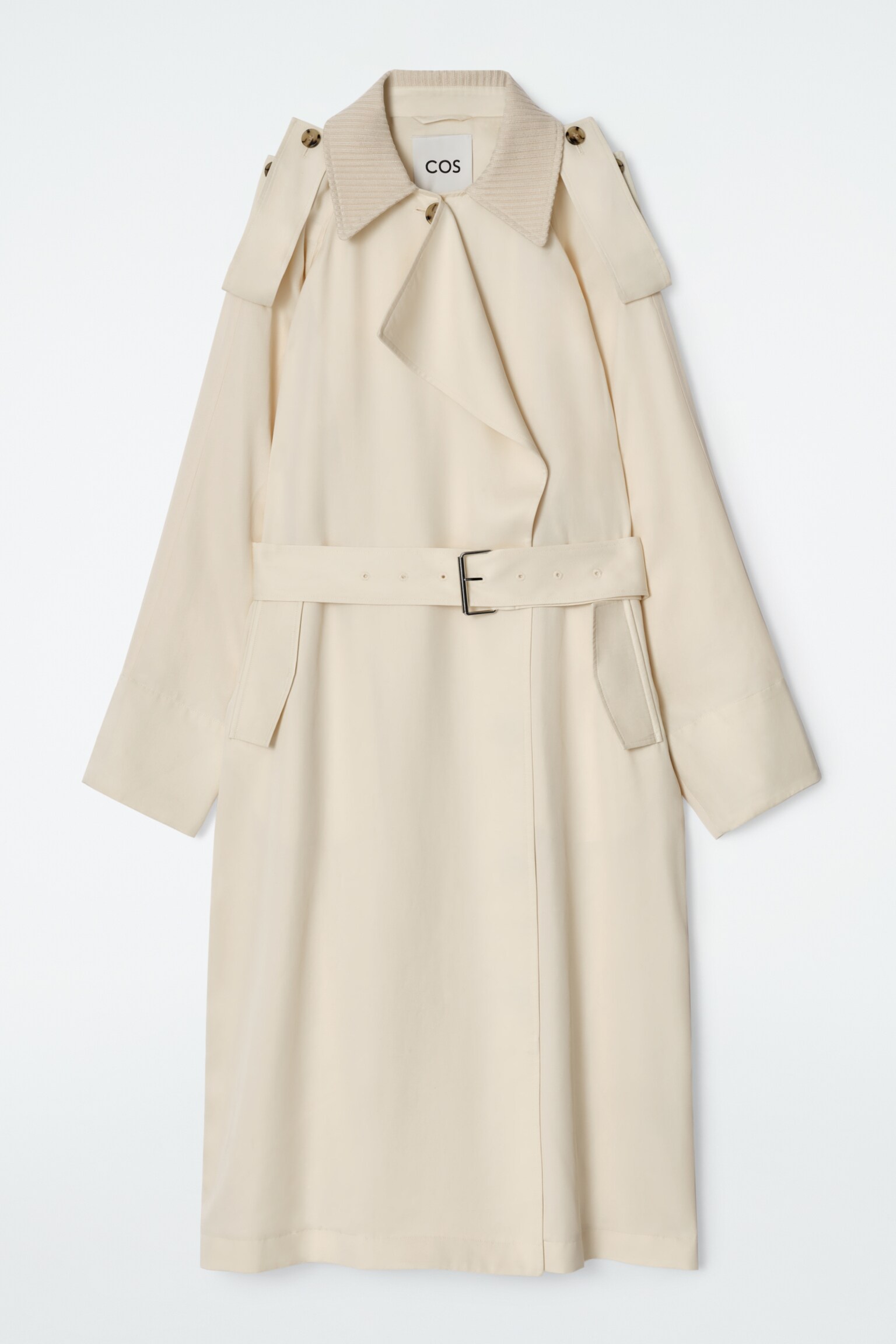 GABARDINA CON CUELLO DE PUNTO - BEIGE CLARO - 2