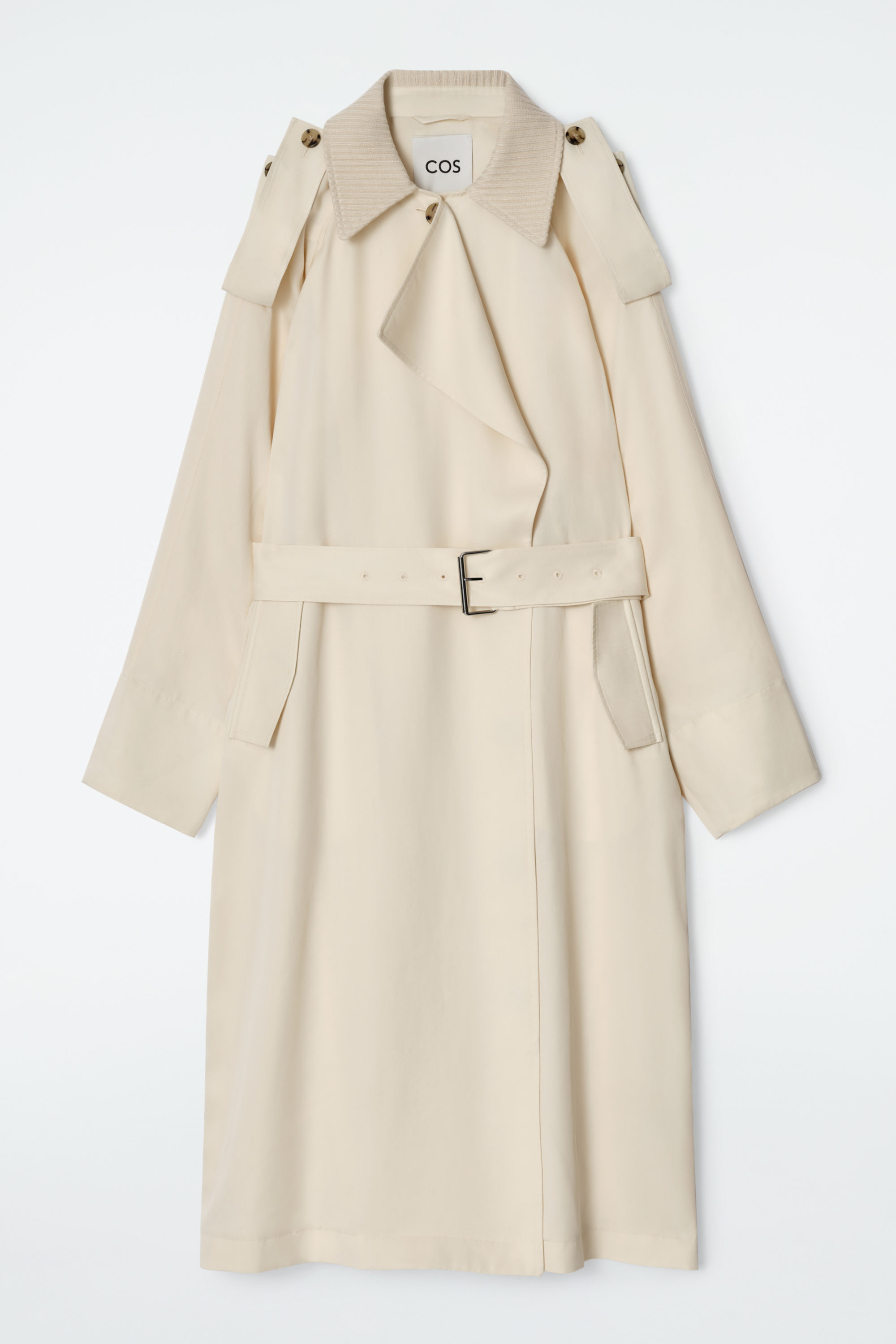 KNITTED-COLLAR TRENCH COAT