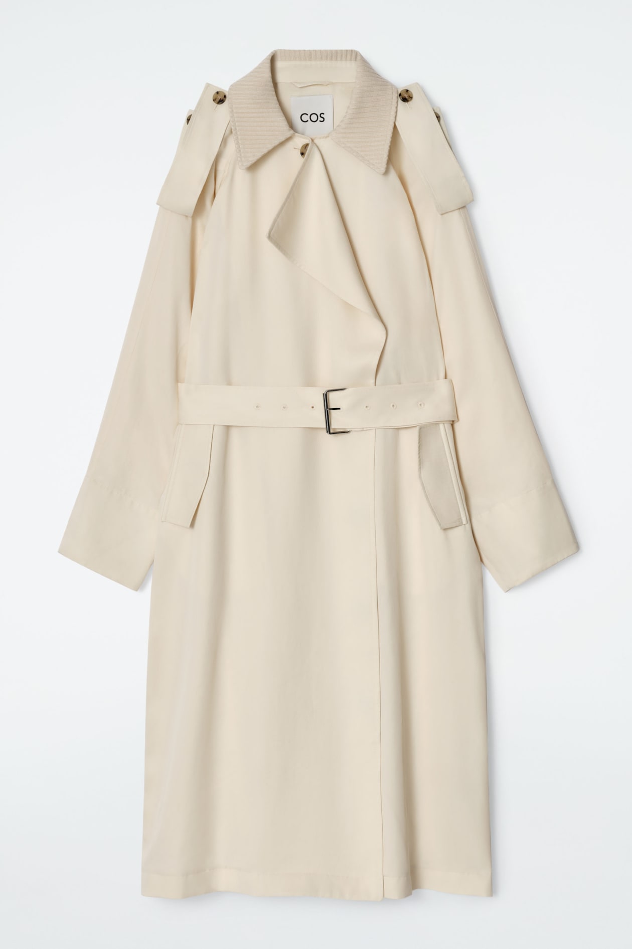 KNITTED-COLLAR TRENCH COAT