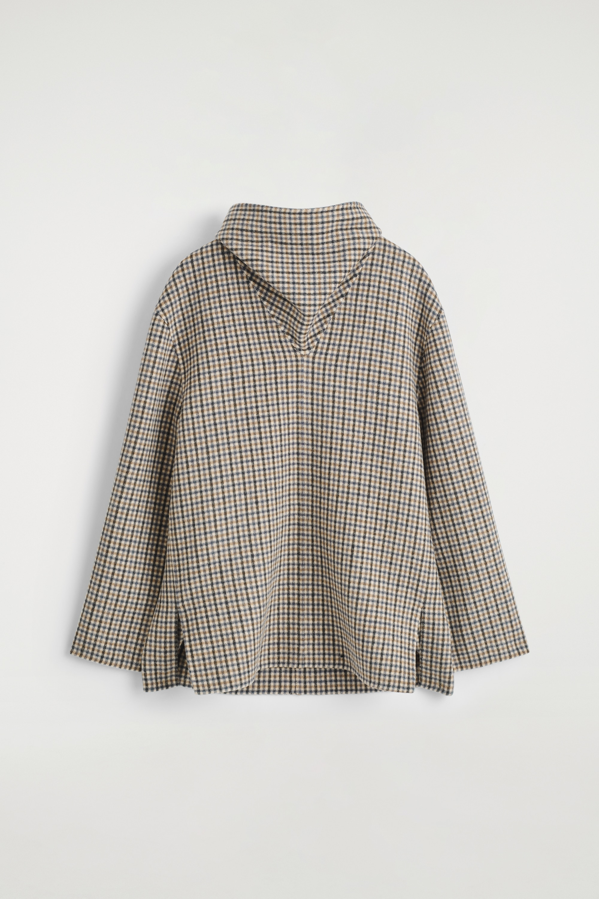 BLUSA A QUADRI CON SCIARPA IN LANA DOPPIATA - BEIGE / QUADRI