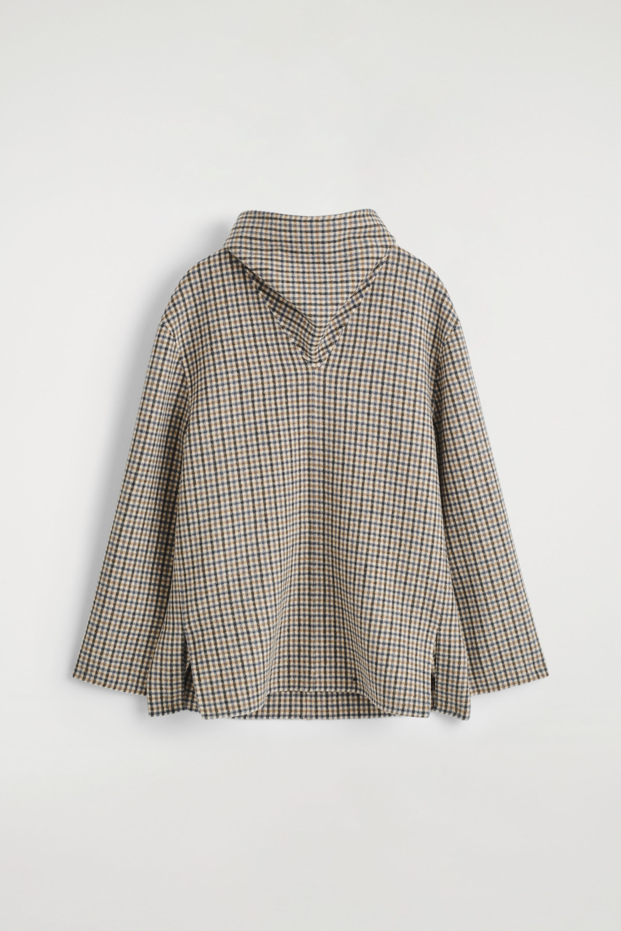 CHECKED DOUBLE-FACED WOOL SCARF BLOUSE