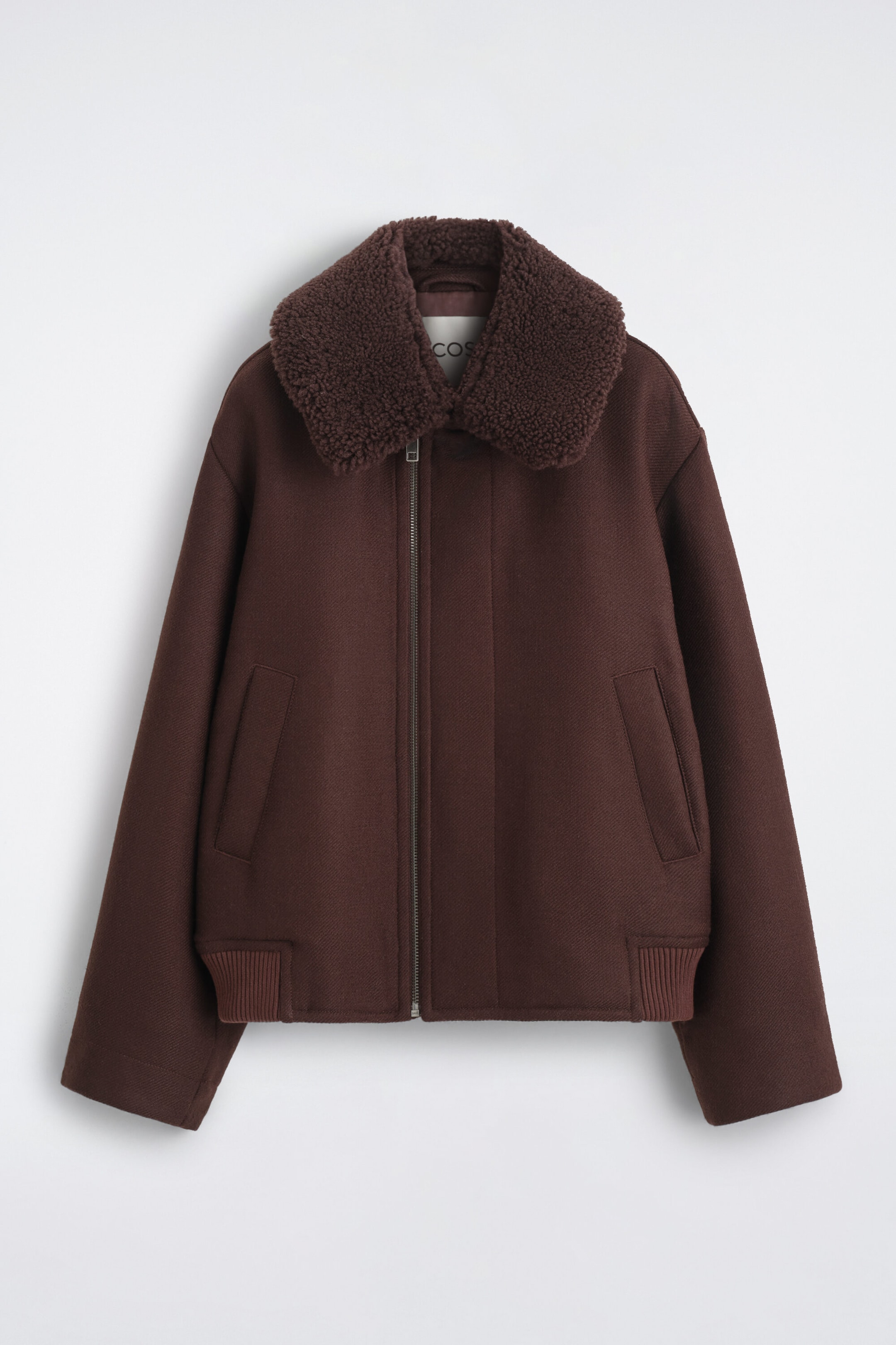 SHEARLING-COLLAR WOOL FLIGHT JACKET