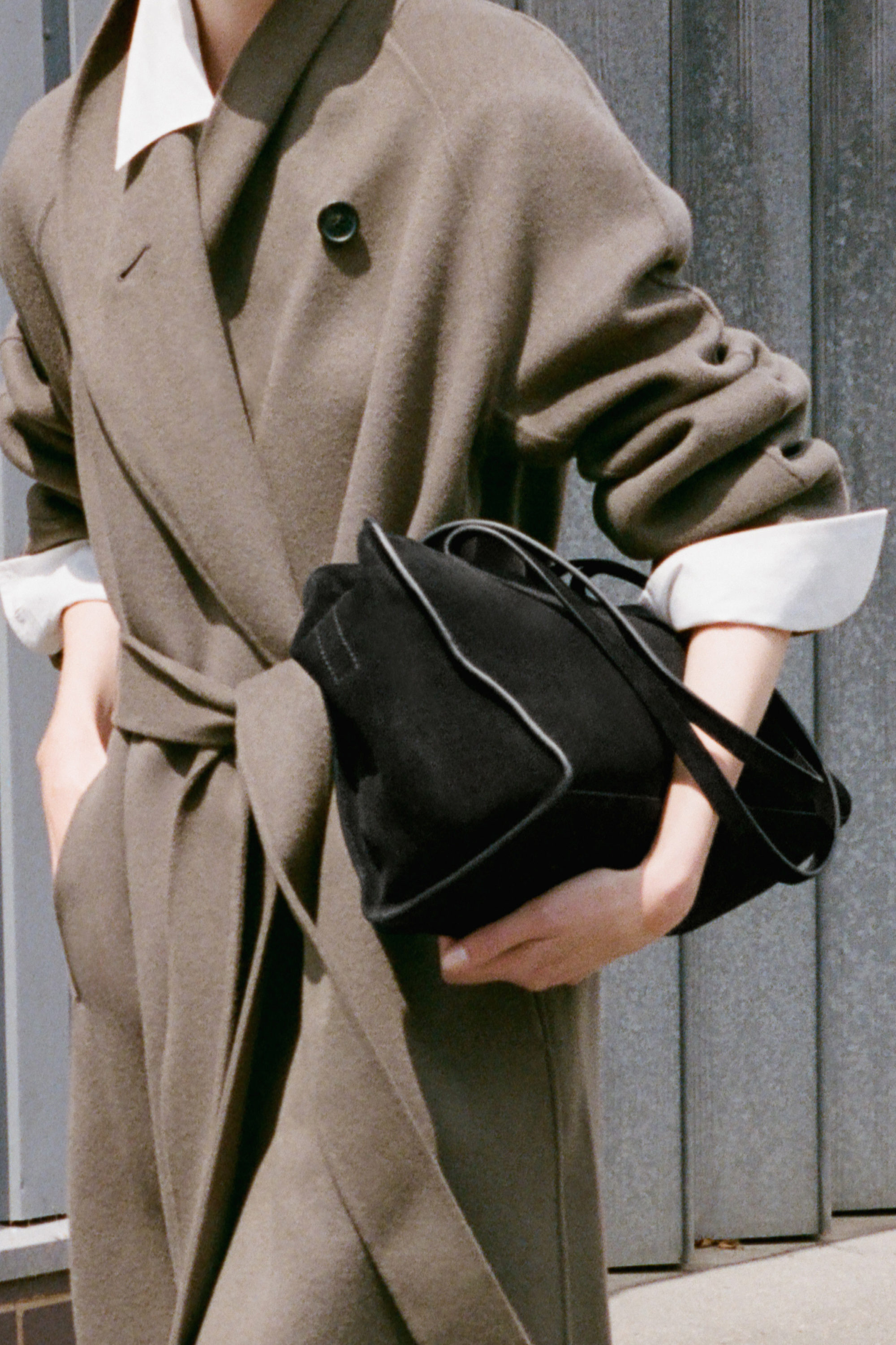 BELTED DOUBLE-FACED WOOL LONG COAT - BROWN | COS BELTED DOUBLE-FACED WOOL LONG COAT - BROWN | COS