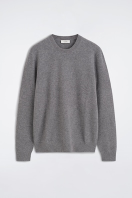 PURE CASHMERE CREW-NECK SWEATER — GRAY MÉLANGE 9