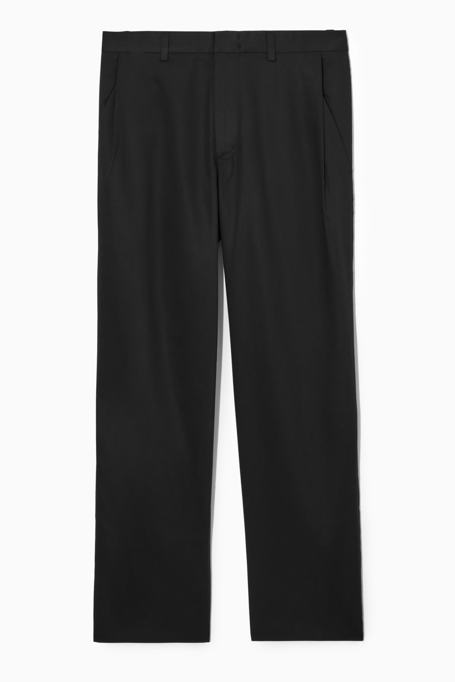 WIDE-LEG TWILL TROUSERS - BLACK - 1