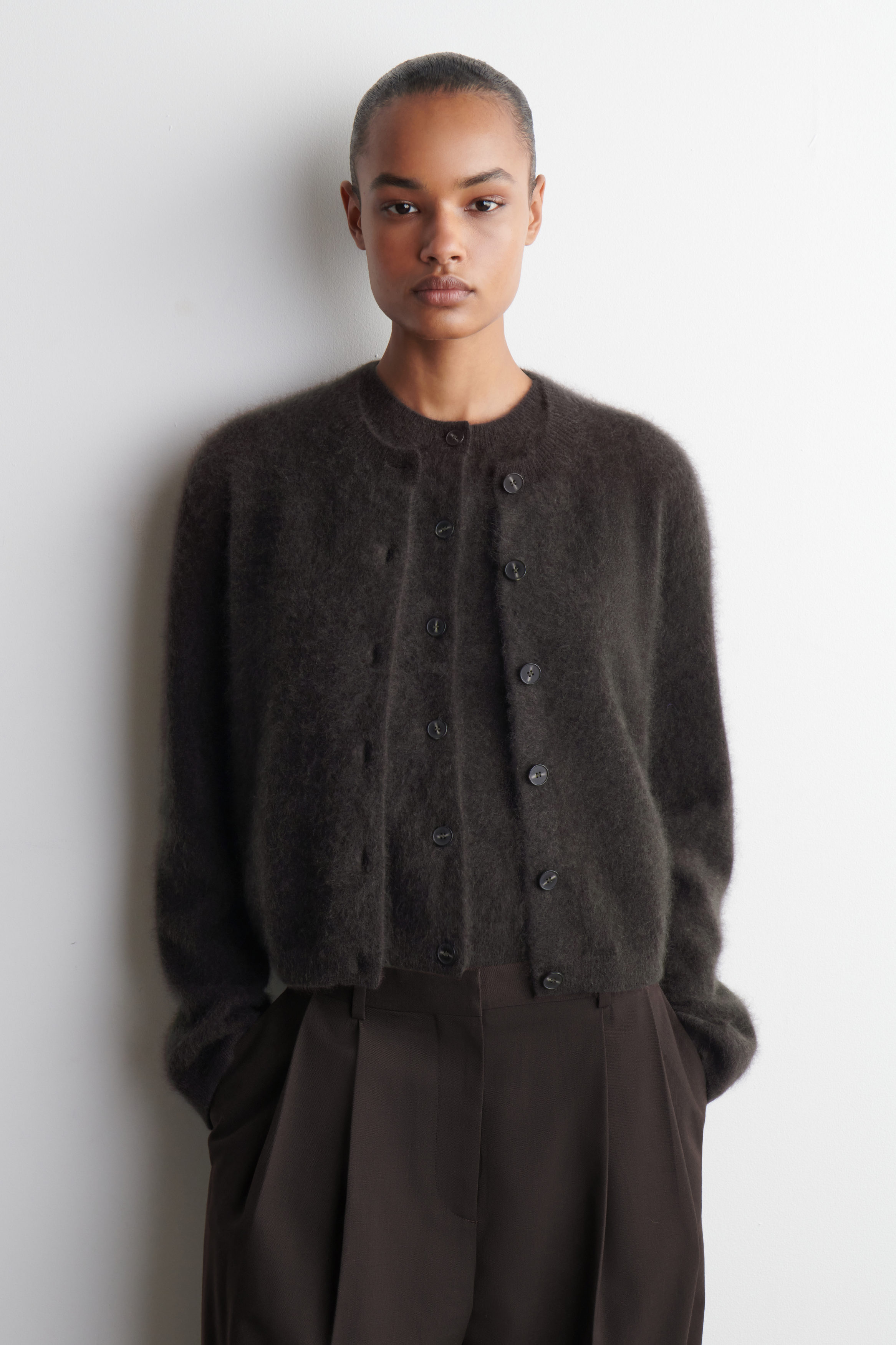 BRUSHED-CASHMERE CARDIGAN