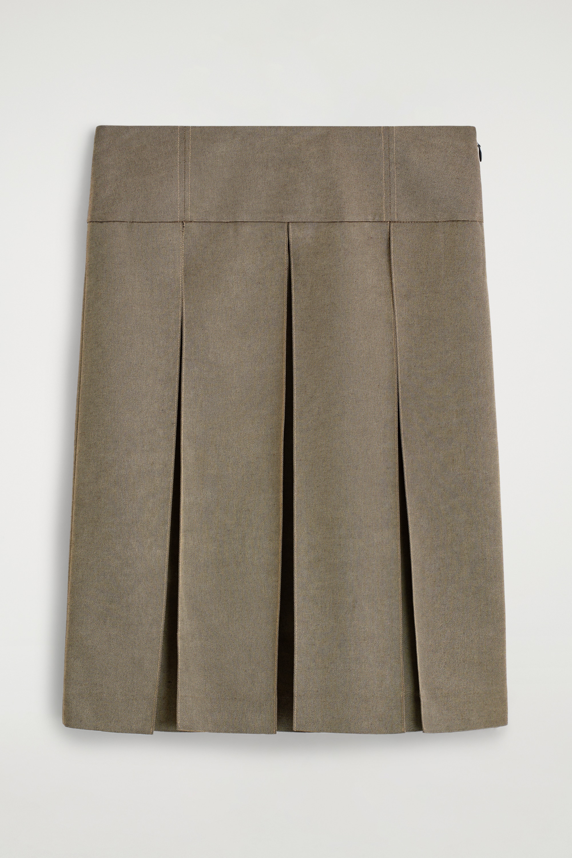 PLEATED METALLIC WOOL-BLEND SKIRT - STONE MÉLANGE