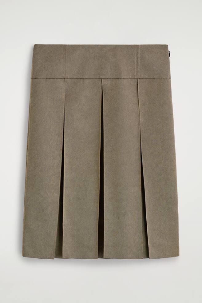 PLEATED METALLIC WOOL-BLEND SKIRT - STONE MÉLANGE - 1