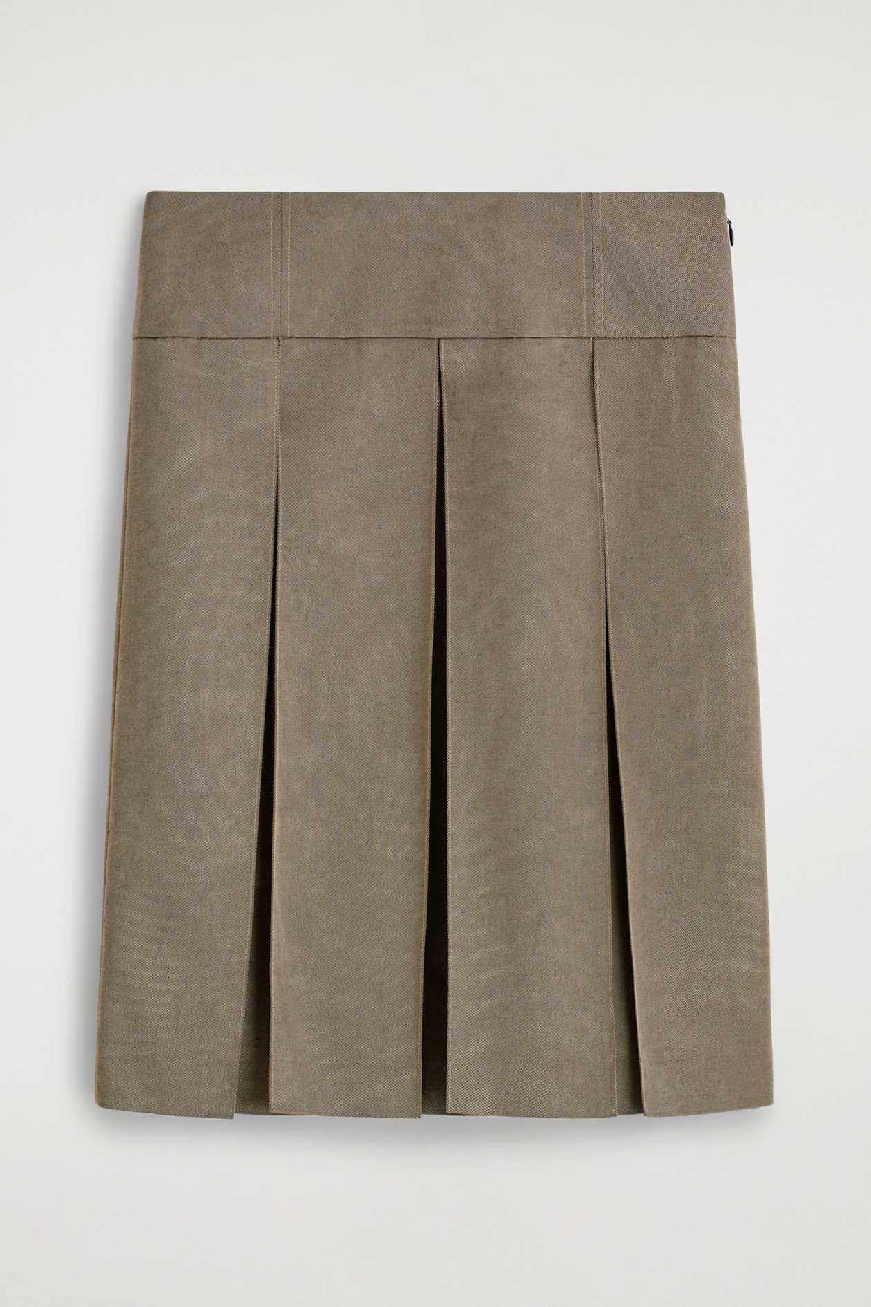 PLEATED METALLIC WOOL-BLEND SKIRT — STONE MÉLANGE