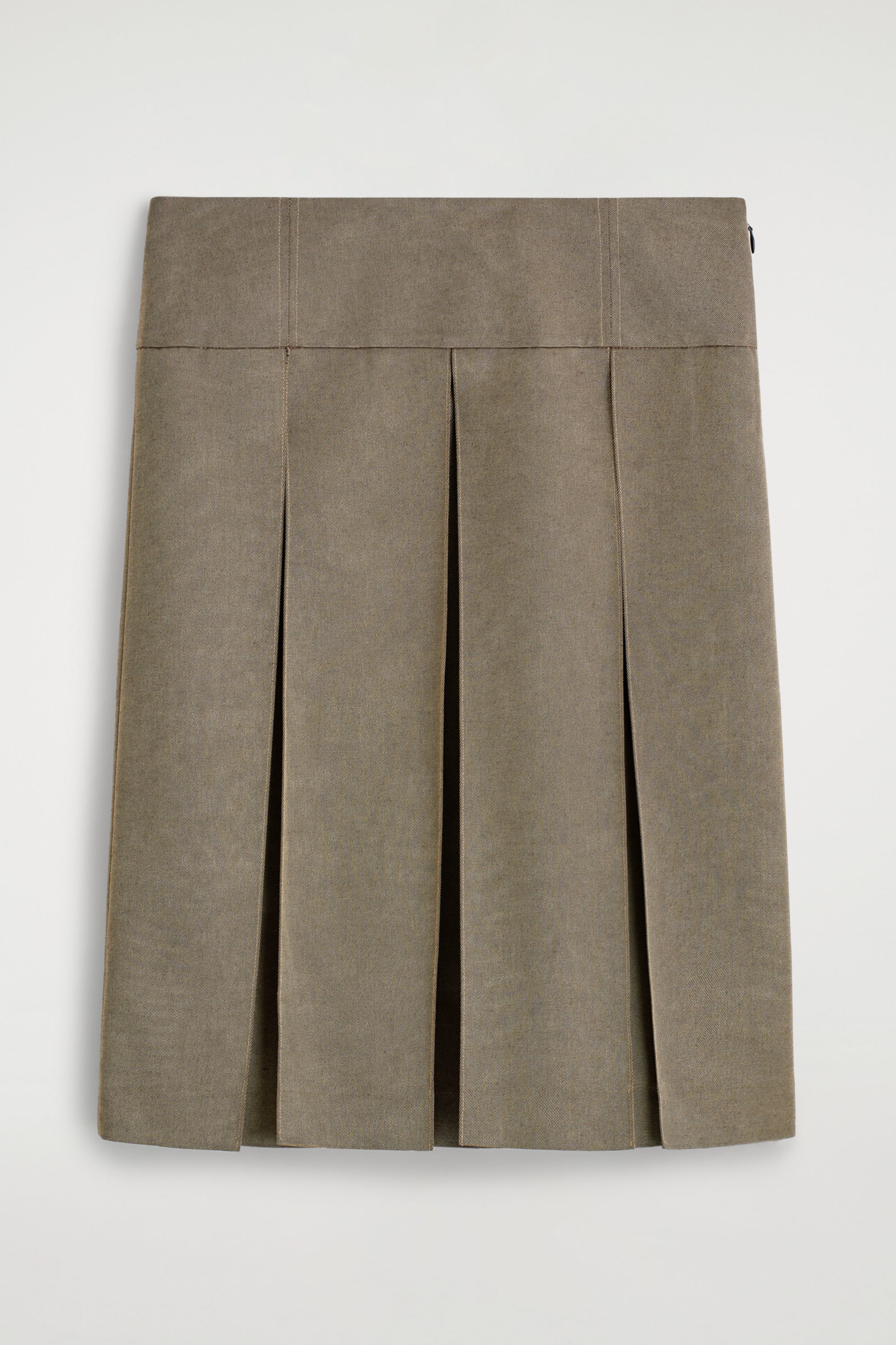 PLEATED METALLIC WOOL-BLEND SKIRT