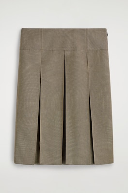 PLEATED METALLIC WOOL-BLEND SKIRT — STONE MÉLANGE 2