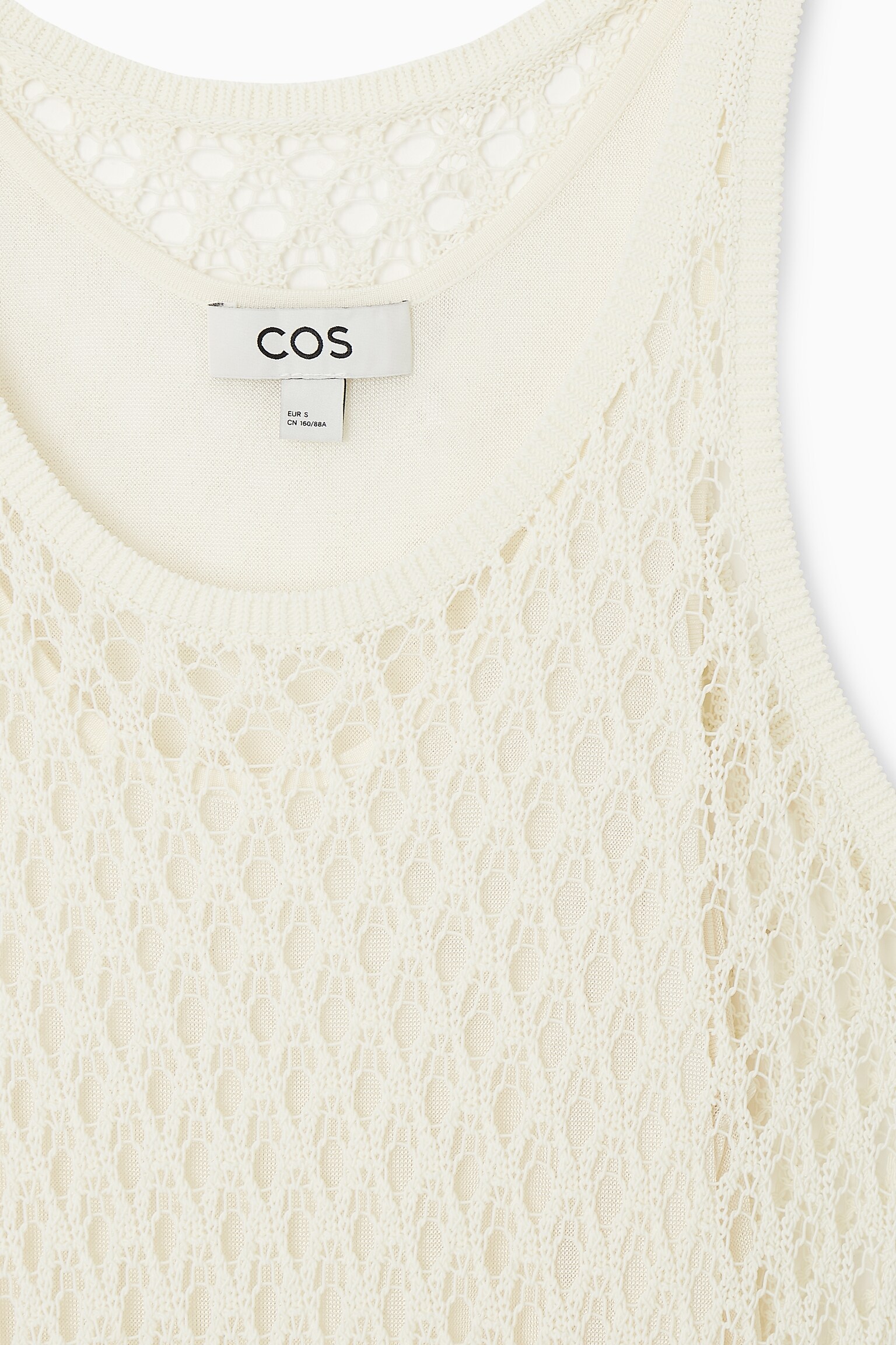 SLEEVELESS OPEN-KNIT MIDI DRESS - CREAM - 2