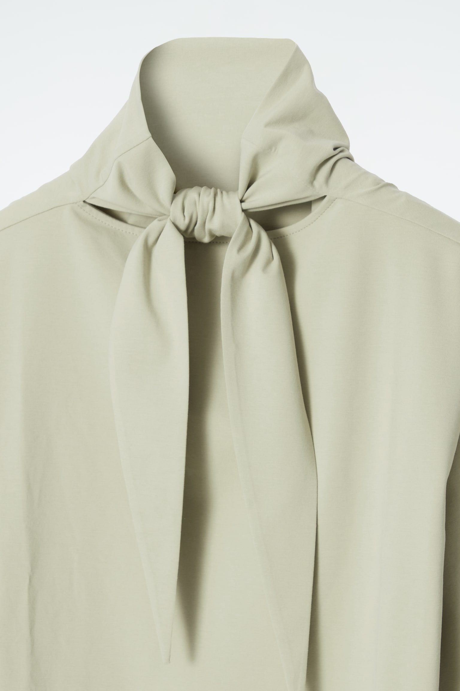 TIE-NECK JERSEY TOP - BEIGE - 2