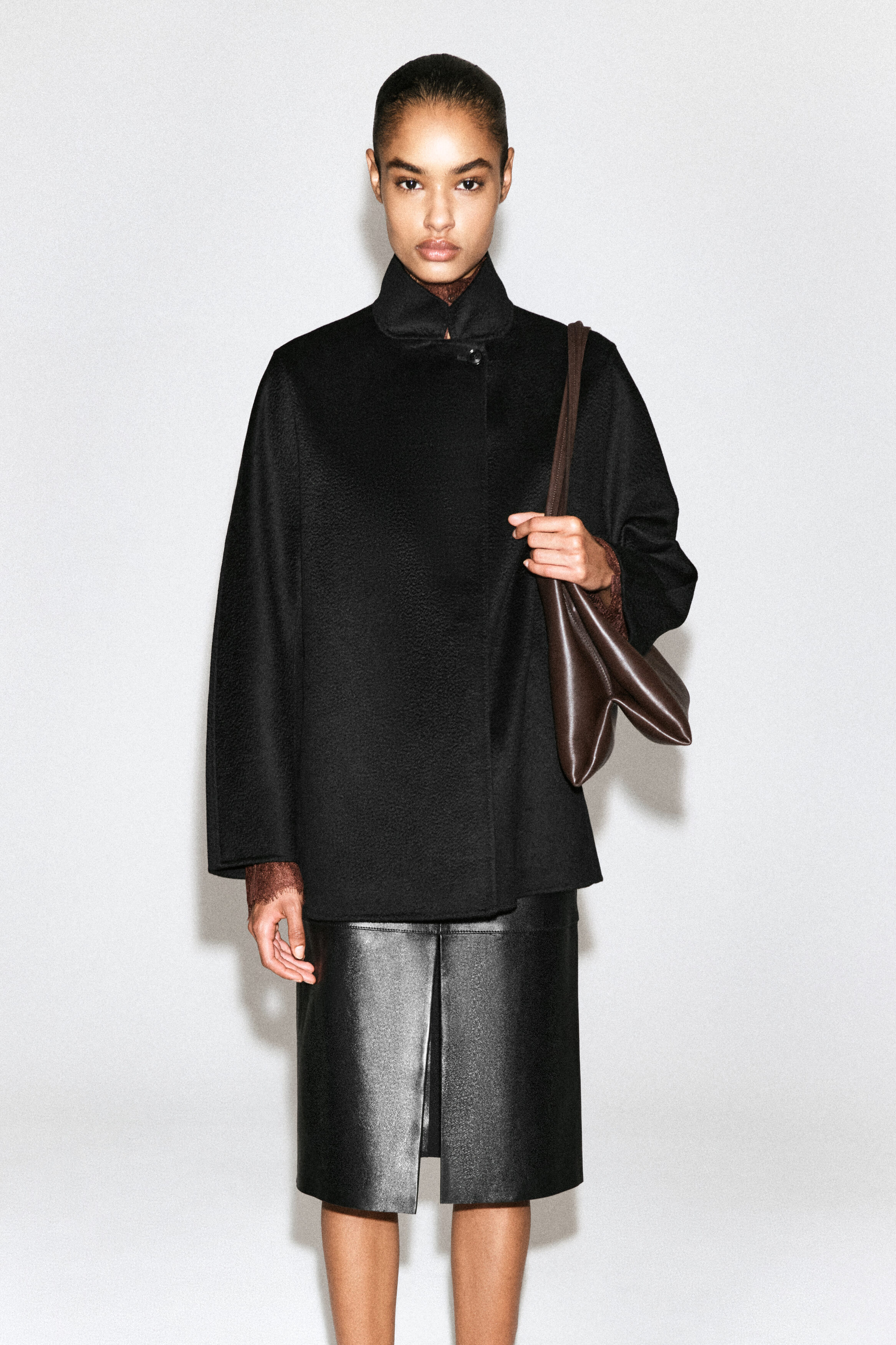 DOUBLE-FACED CASHMERE MOCK-NECK JACKET - BLACK | COS US