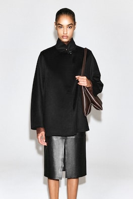 DOUBLE-FACED CASHMERE MOCK-NECK JACKET — BLACK 4