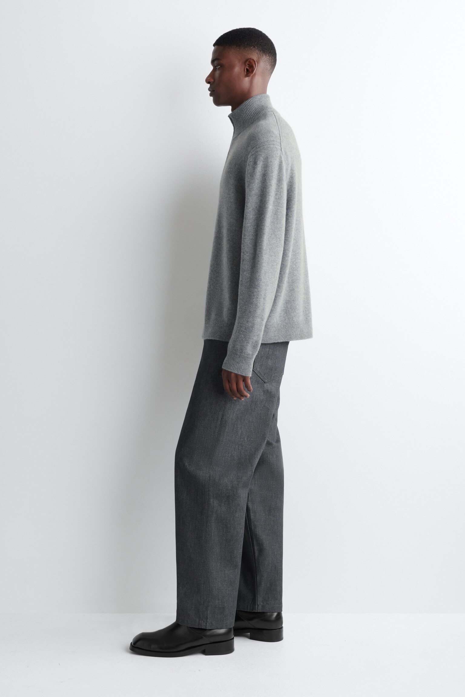 PULL ZIPPÉ EN CACHEMIRE - GRIS/BRUN FONCÉ - 5