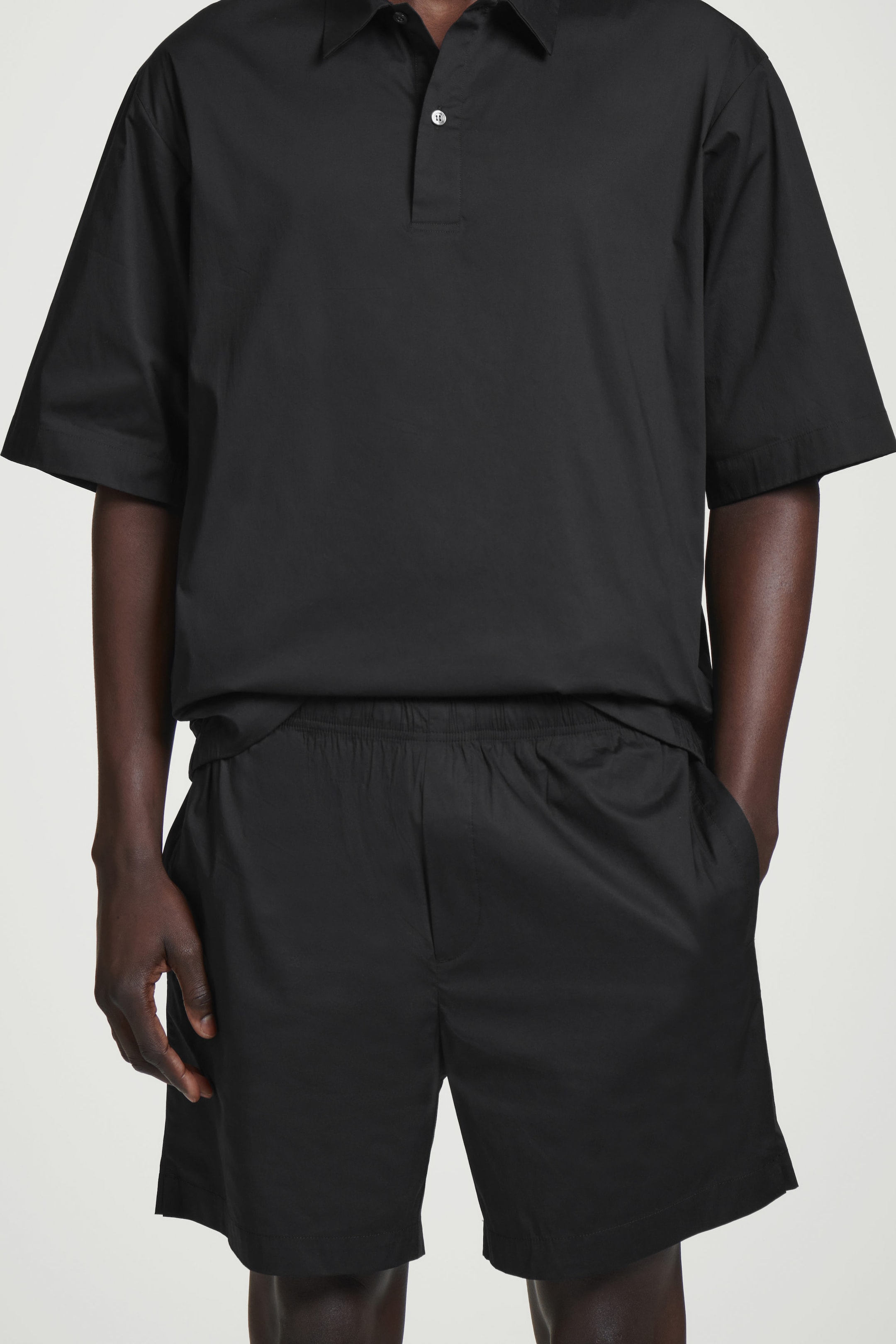 ELASTICATED COTTON-BLEND SHORTS