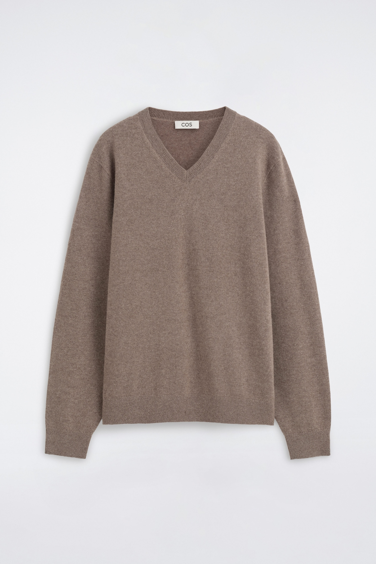 PURE CASHMERE V-NECK SWEATER — BEIGE / UNDYED