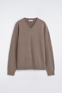 PURE CASHMERE V-NECK SWEATER — BEIGE / UNDYED 8
