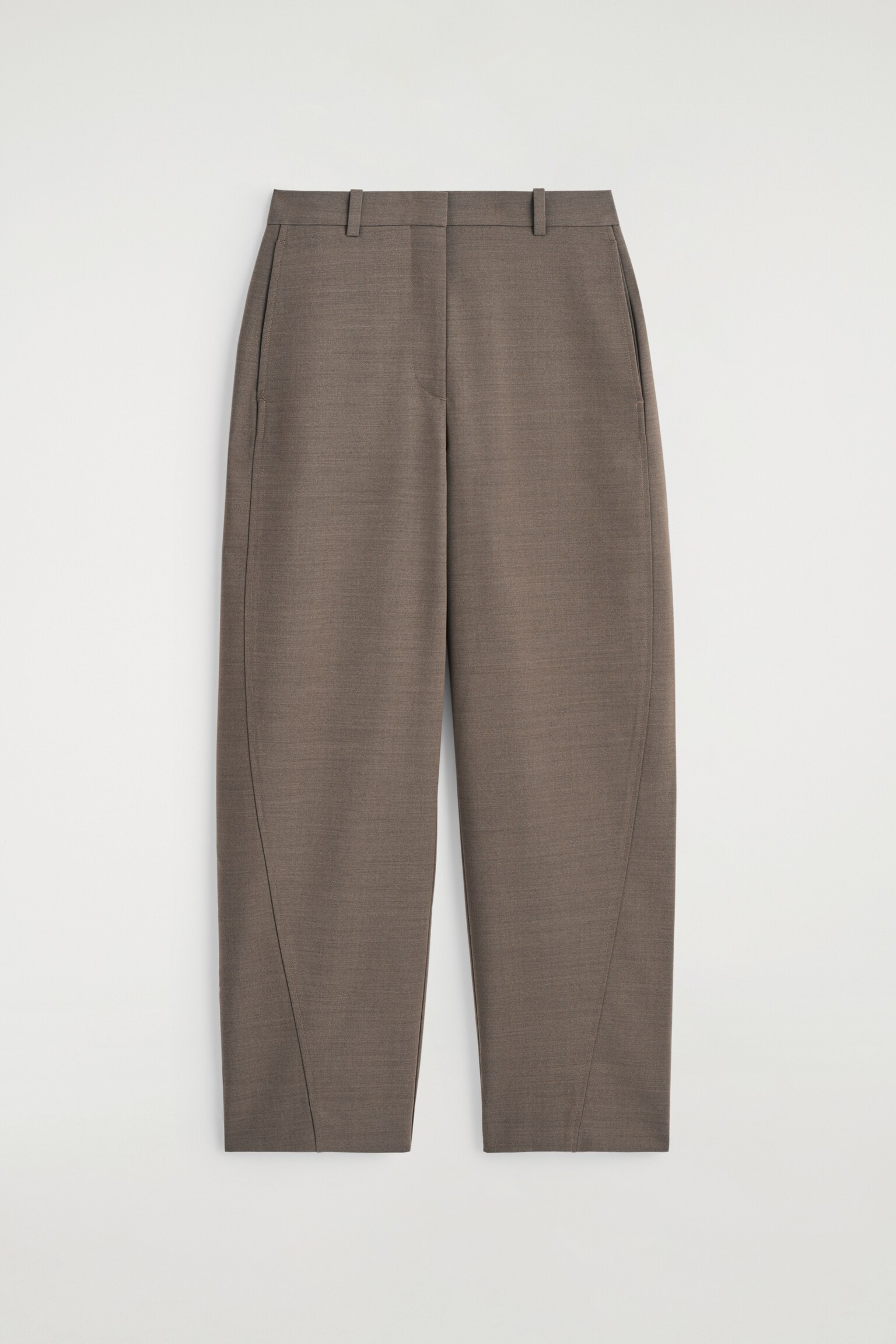 VERKÜRZTE HOSE AUS WOLLE MIT BARREL-BEIN - BRAUN/DUNKELGRÜN/SCHWARZ - 2