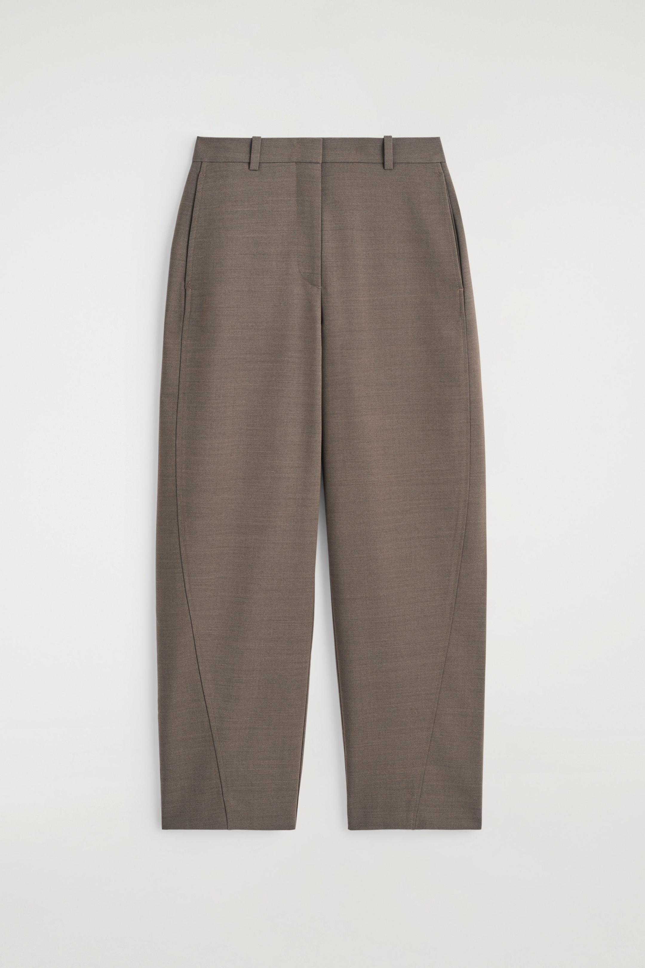 CROPPED WOOL BARREL-LEG PANTS