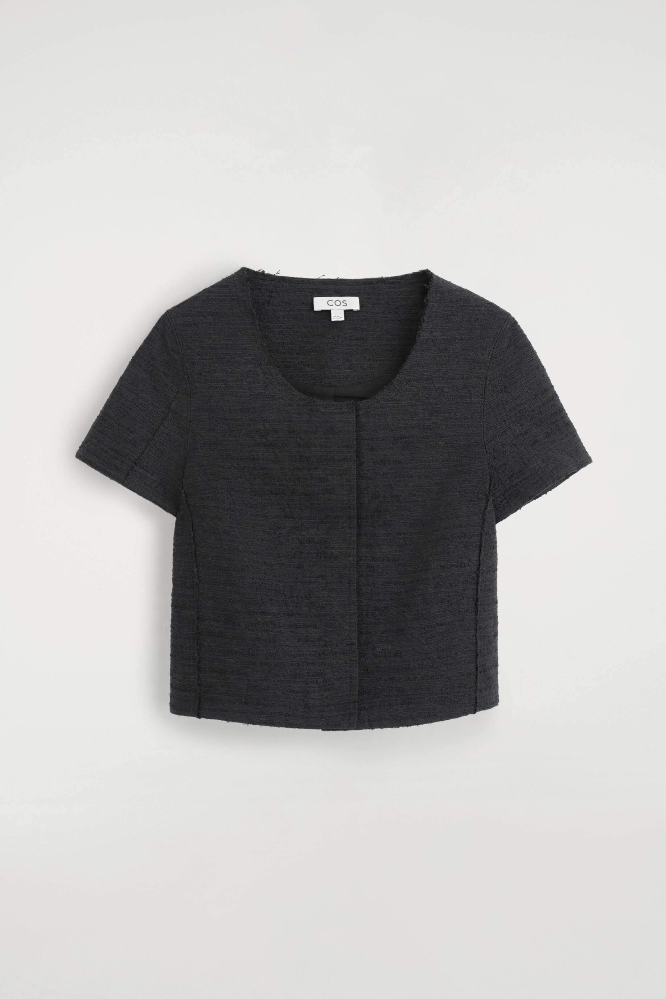 הצגת תמונה גדולה יותר: TEXTURED SHORT-SLEEVED TOP - שחור - Ladies | H&M IL 1