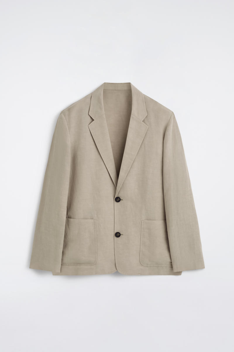 Unstructured Linen-Blend Blazer