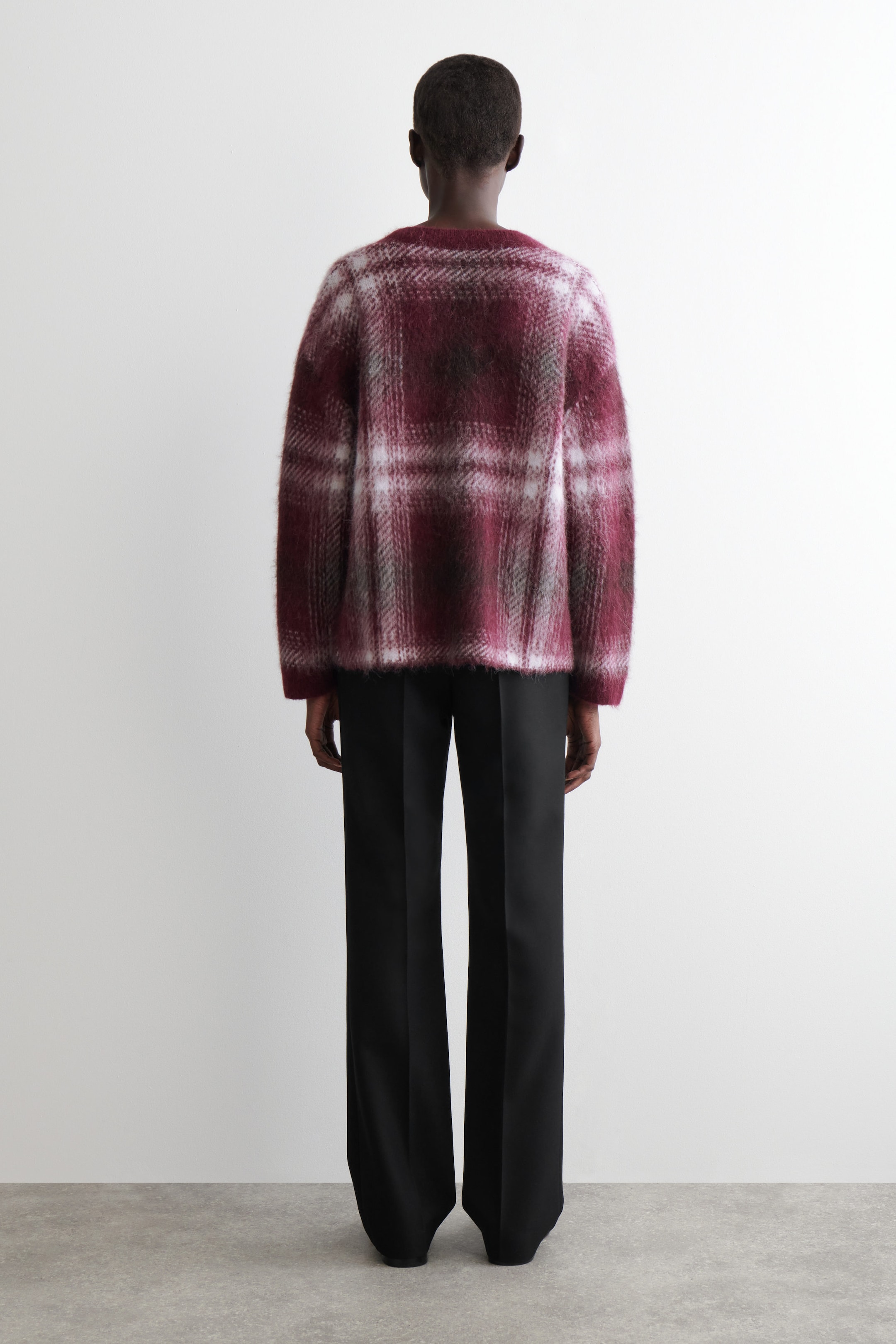 CHECKED ALPACA-BLEND SWEATER