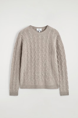 CABLE-KNIT PURE CASHMERE SWEATER — BEIGE 9
