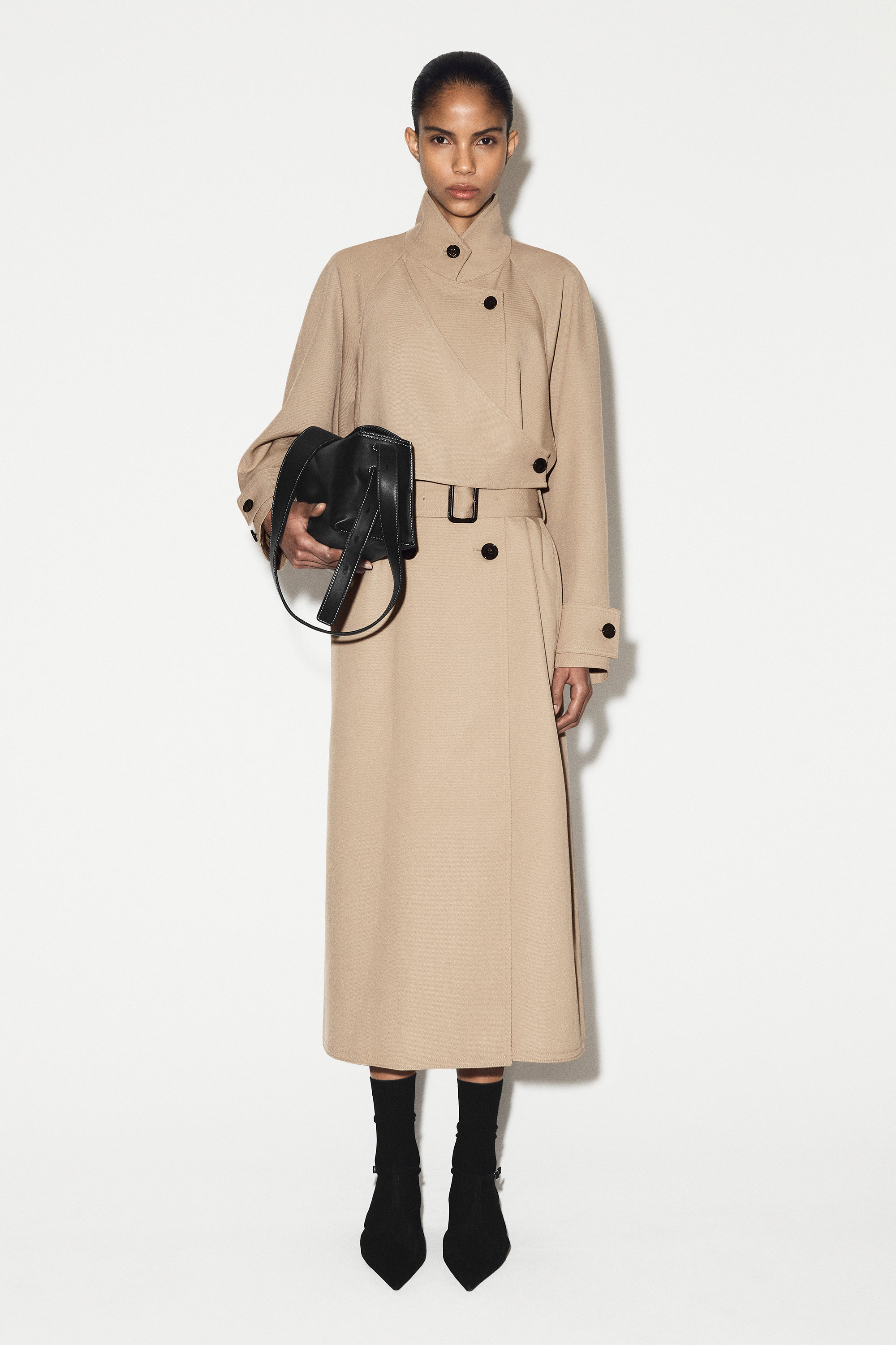 WRAP-OVER WOOL-TWILL TRENCH COAT - BEIGE | COS US