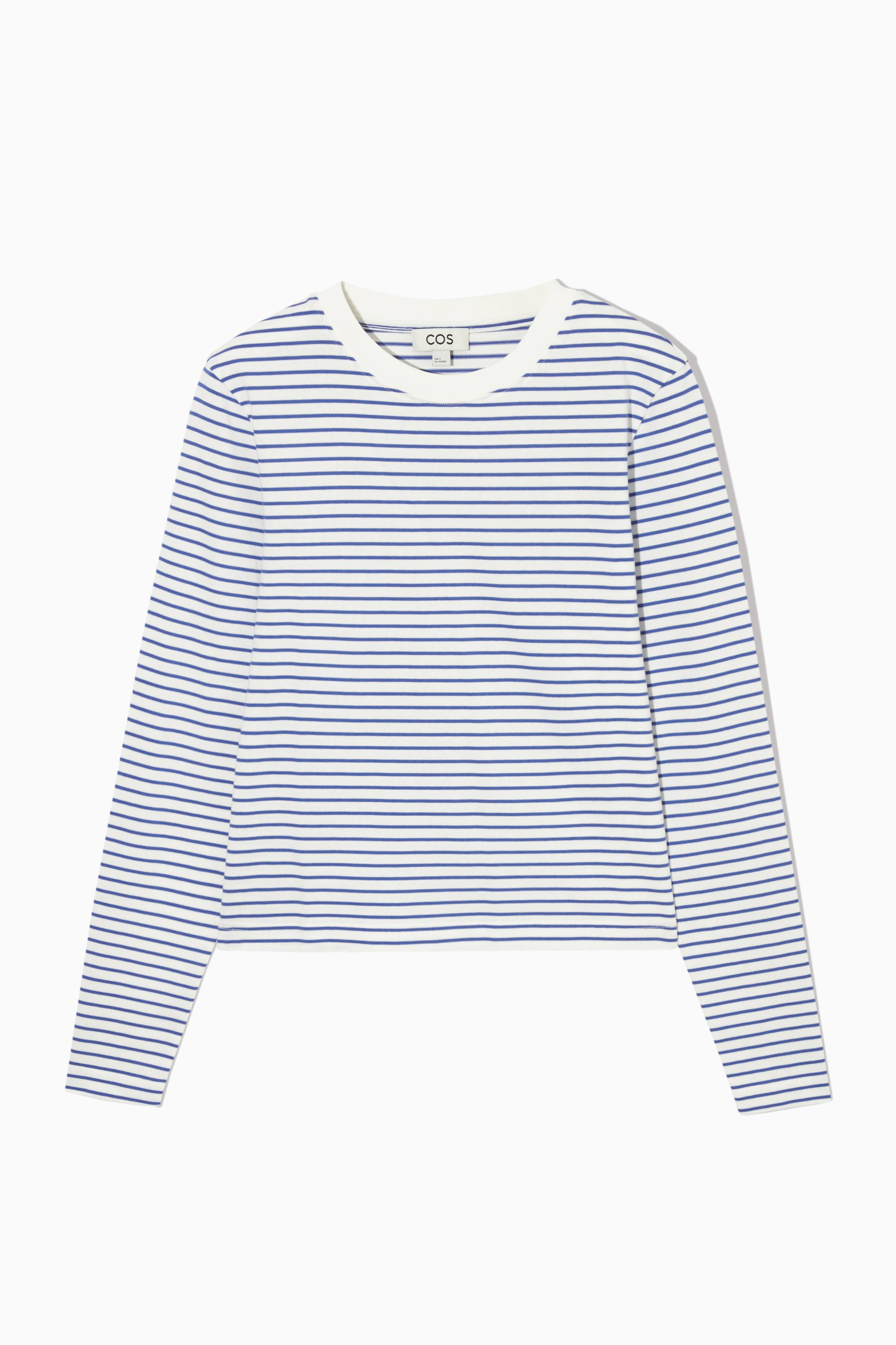 Vezi imaginea mai mare: TRICOU CU MÂNECI LUNGI, TĂIETURĂ CLASICĂ - WHITE / BLUE - FEMEI | H&M RO 1