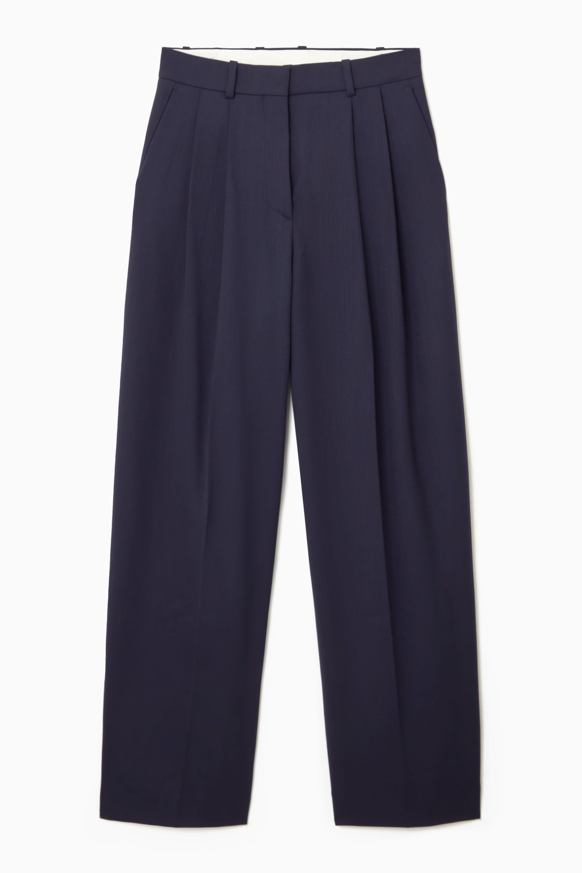 RELAXED TAILORED WOOL WIDE-LEG PANTS - NAVY | COS