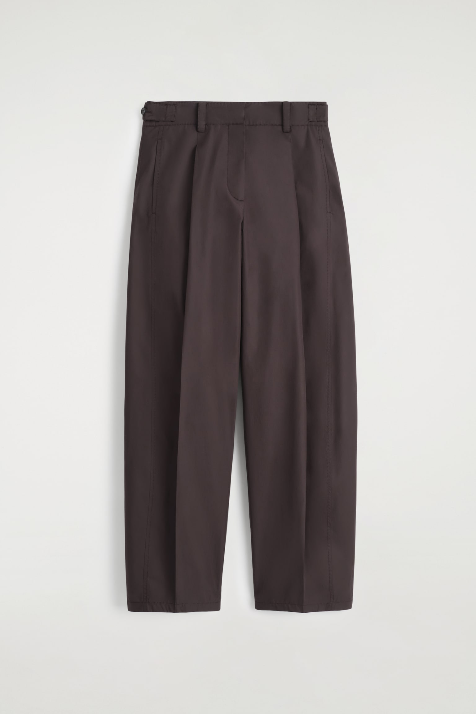 BAUMWOLLHOSE MIT BARREL-BEIN UND FALTEN - DUNKELBRAUN/NAVYBLAU - 1