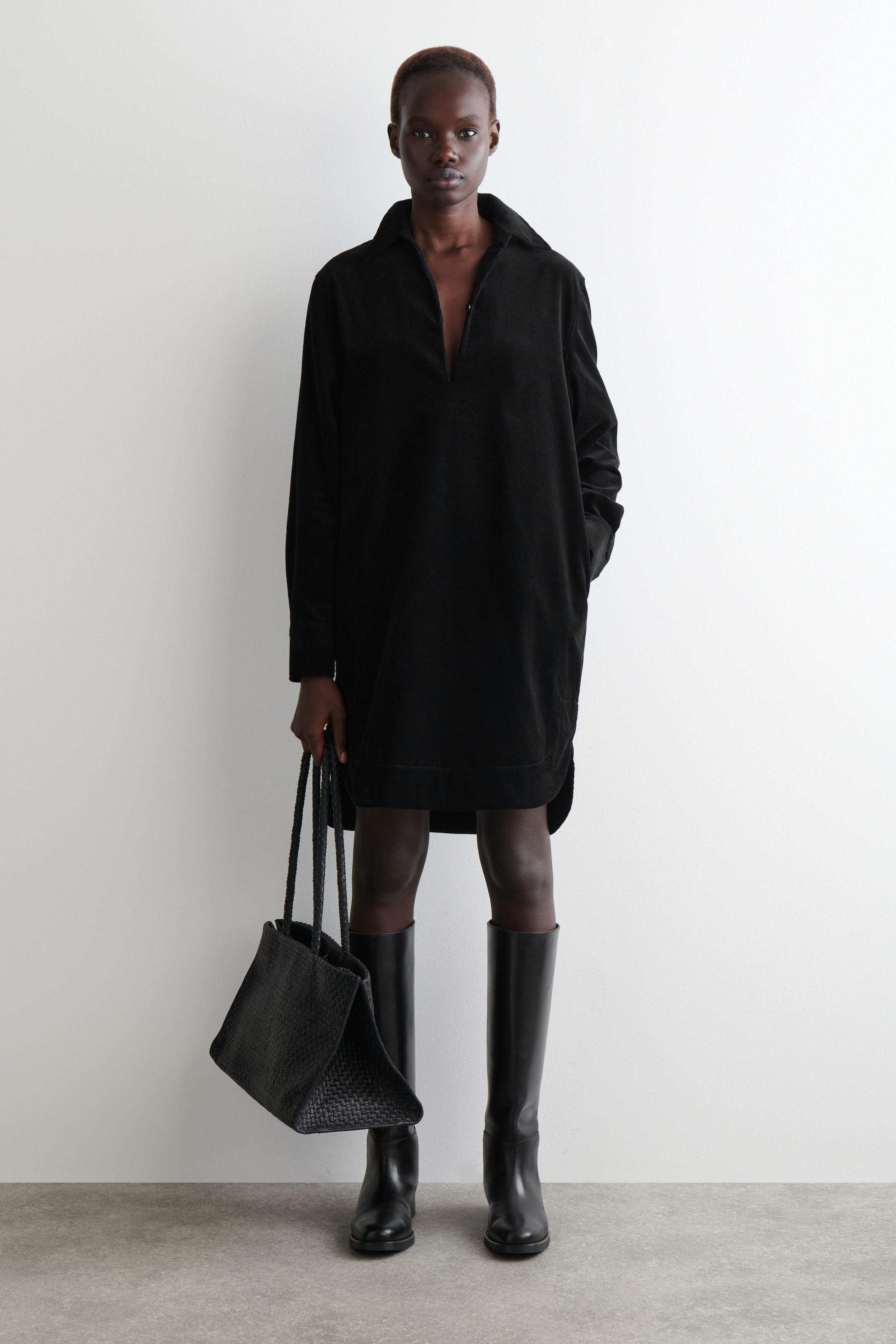 CORDUROY MINI SHIRT DRESS