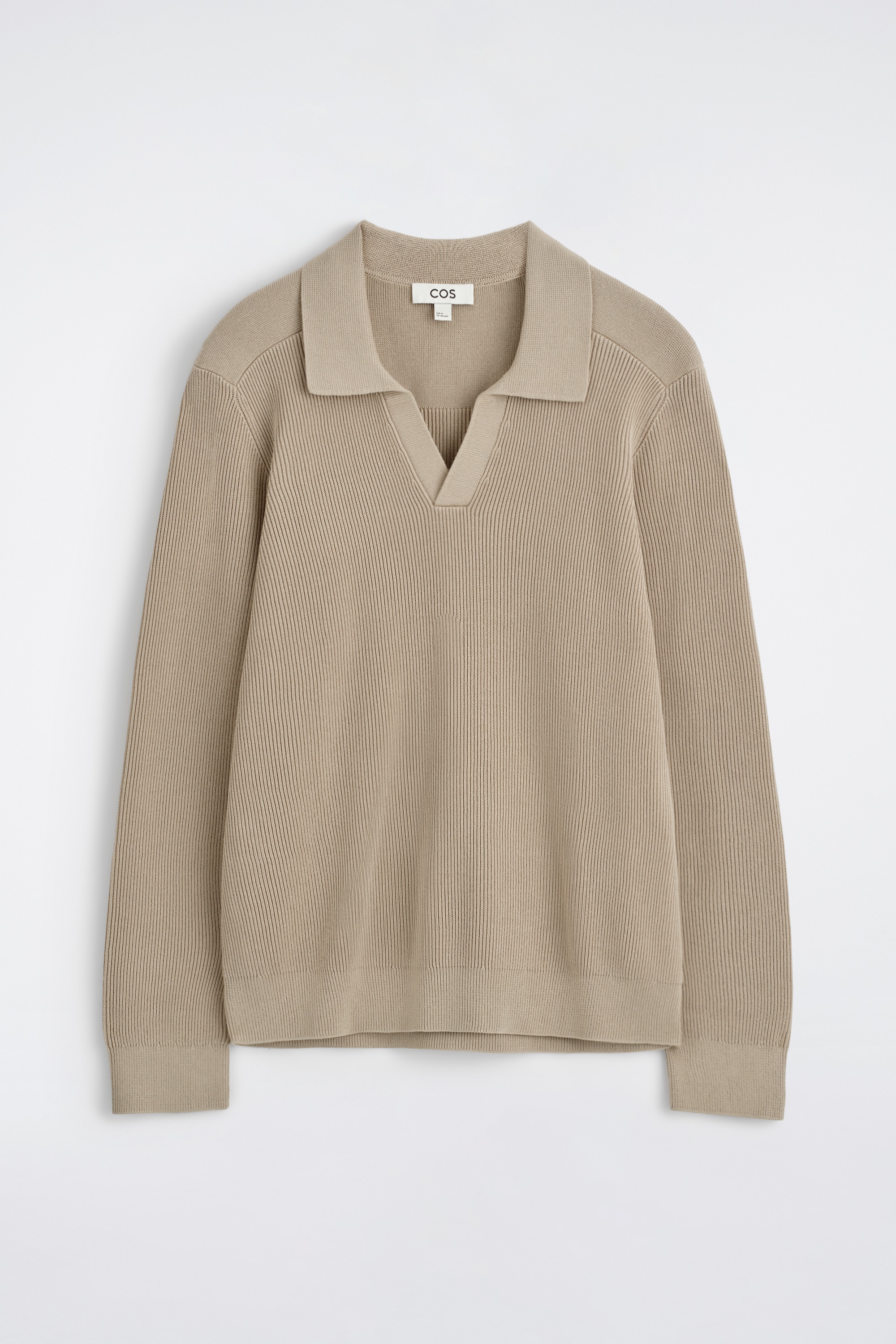 COTTON POLO JUMPER - BEIGE/NAVY