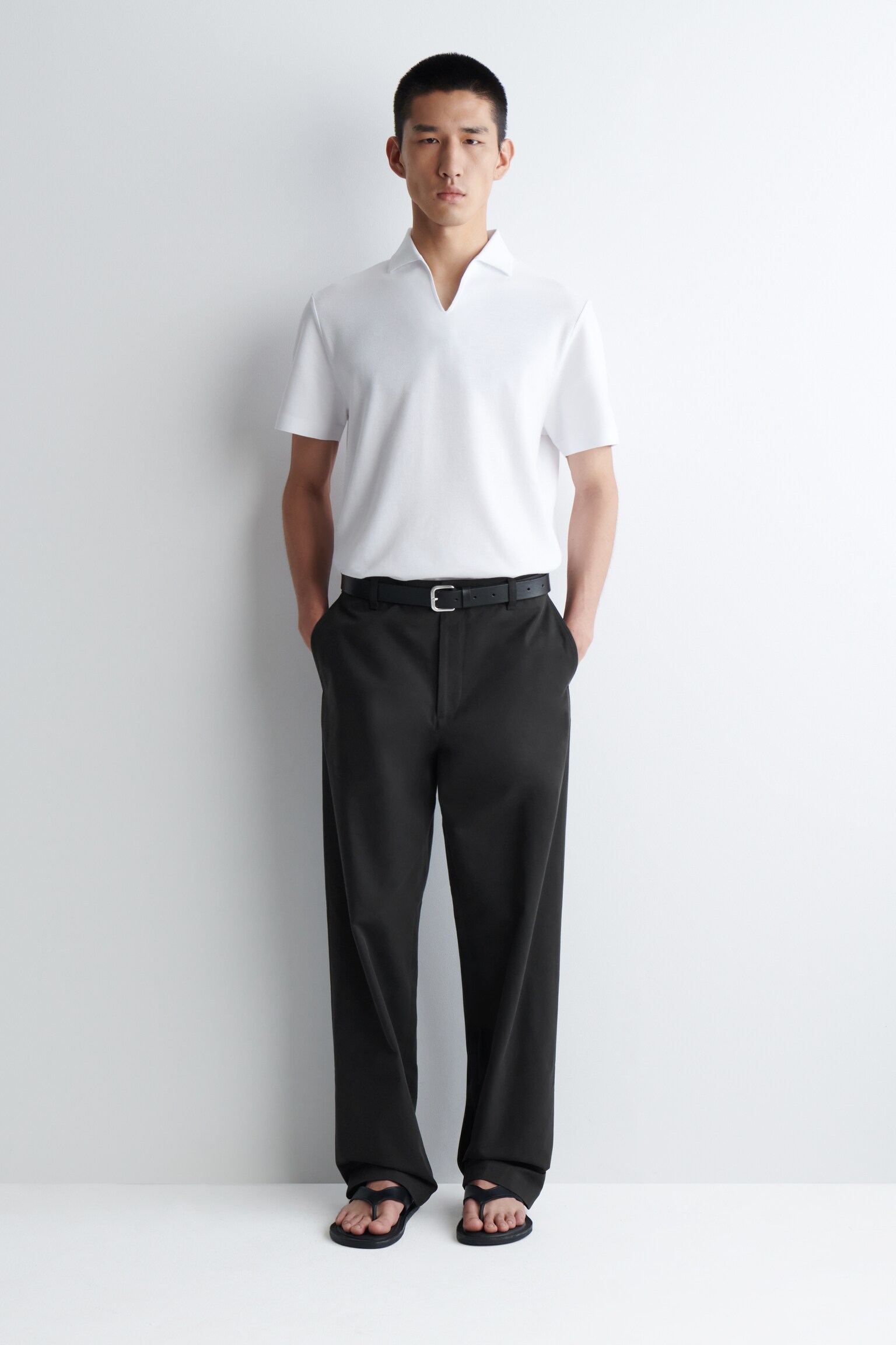 POLO EN PIQUÉ EN TISSU TECHNIQUE - BLANC/BLEU - 7