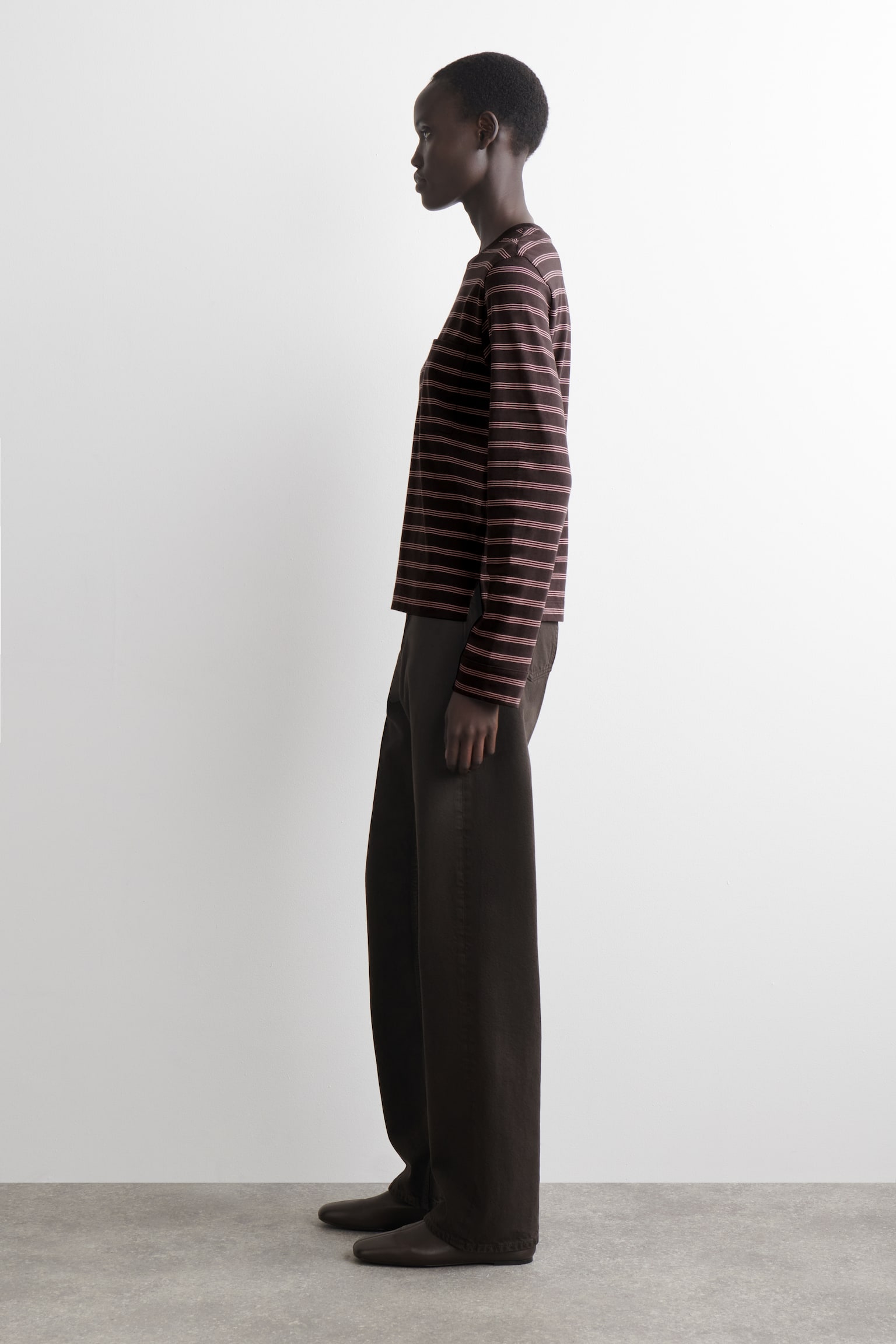 HOSSZÚ UJJÚ PAMUT PÓLÓ - BROWN / PINK / STRIPED/SZÜRKE MELANZS/FEHÉR - 5