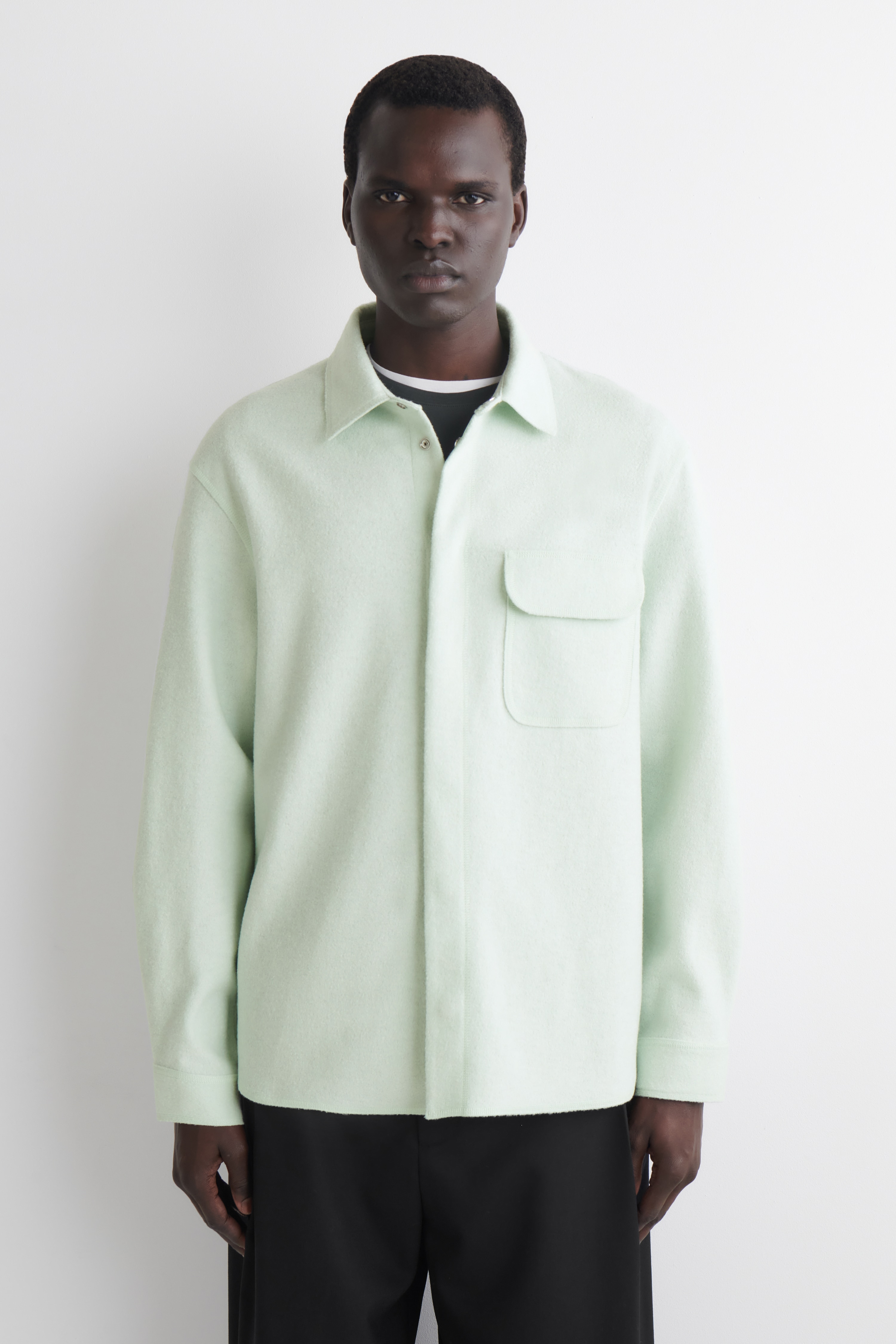 BOILED-WOOL OVERSHIRT - LIGHT GREEN
