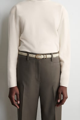 SAFFIANO LEATHER BELT — CREAM 1